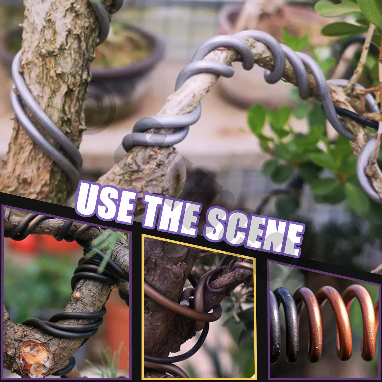 Swpeet 5 szt., 4 rozmiary 1/1,5/2/3 mm przewód treningowy bonsai, łącznie 300 m, z obcinaczem do drutu, zestaw narzędzi do bonsai z drutu aluminiowego, akcesoria bonsai do drzew bonsai, do wnętrz