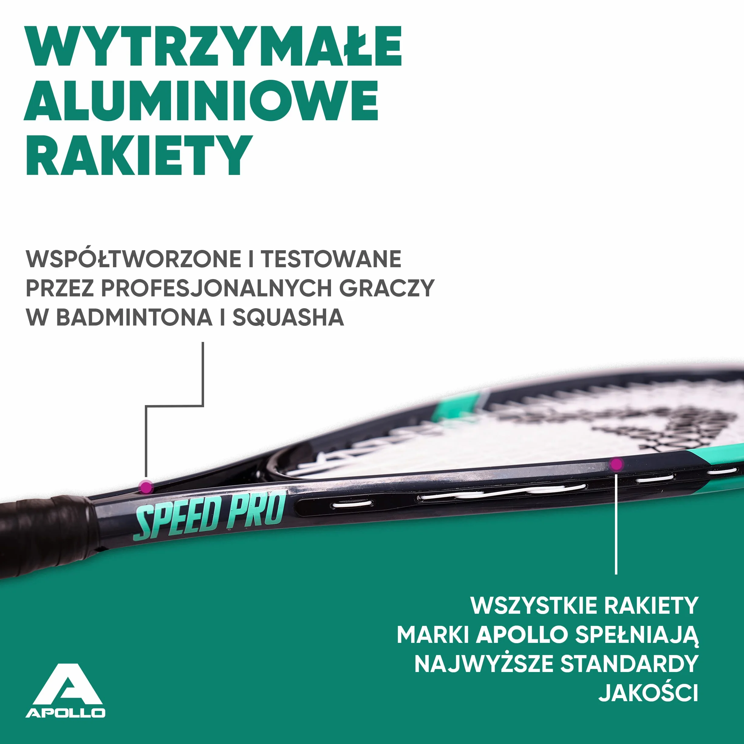 Apollo Rakieta do Badmintona | Zestaw Sportowy w Różnych Kolorach | Rakieta do Squasha i Innych Gier Rakietowych | Komplet z Pokrowcem | Dla Dzieci i Dorosłych