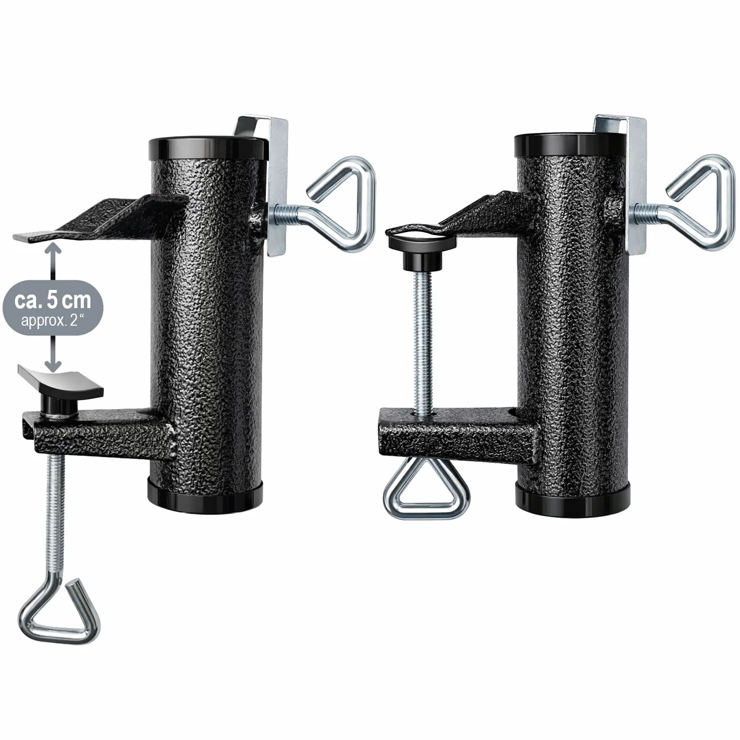 com-four® Uchwyt do parasola ze stali, mocowanie balkonowe bez wiercenia do balustrady lub stolu, uchwyt XL do parasola ogrodowego, stabilne mocowanie (1 sztuka antracyt - Ø 25-38mm)