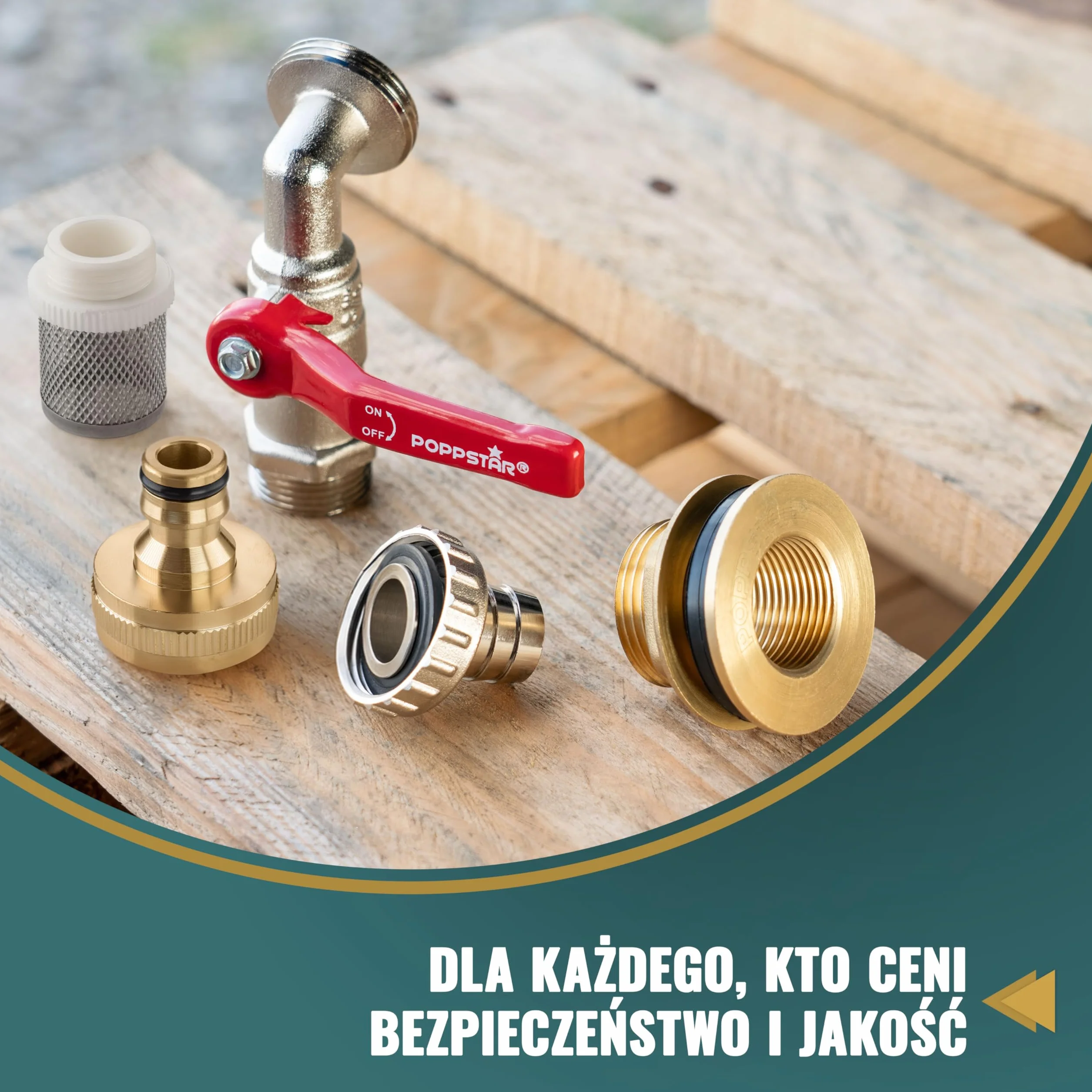 Poppstar Kran do beczki na deszczówkę (3/4 cala przepustnica beczki na deszczówkę z kranem kulowym z mosiądzu, końcówka, szybkozłącze, kosz ssący ze stali nierdzewnej)