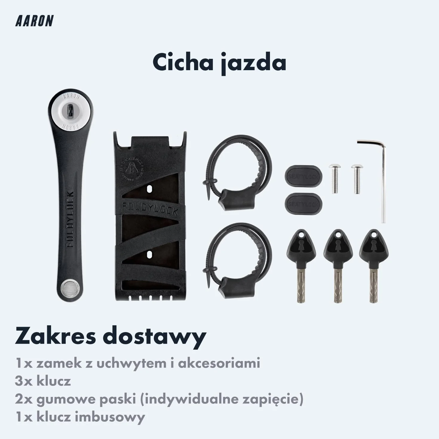 AARON Zapięcie rowerowe składane poziom 14 opatentowany zamek bezpieczny z kluczem do rowerów elektrycznych