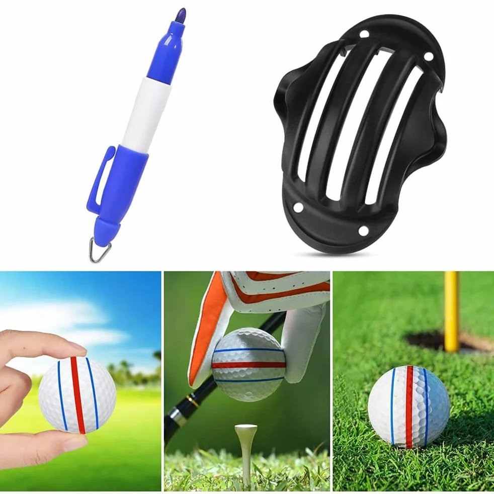 Marker do Piłek Golfowych, 12 szt. Zestaw do Wyrównywania Znaczników do Piłek Golfowych 6 Szablonów Wkładki do Piłek 3 Wkładka do Linii Piłek 3 Znaczniki do Piłek