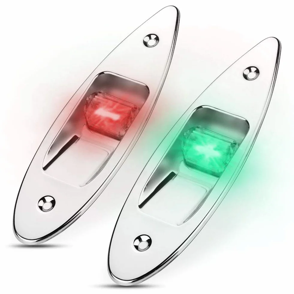 Fydun 12V LED wpuszczana lampa sygnalizacyjna nawigacyjna Arc Side 2 szt.Lampa 120 ° do jachtu morskiego Zielony 61,5lm i czerwony 19lm