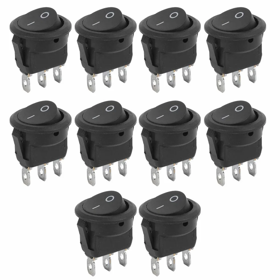 Okrągły przełącznik kołyskowy ON-OFF 2-pozycyjny 23mm czarny 3 Pin