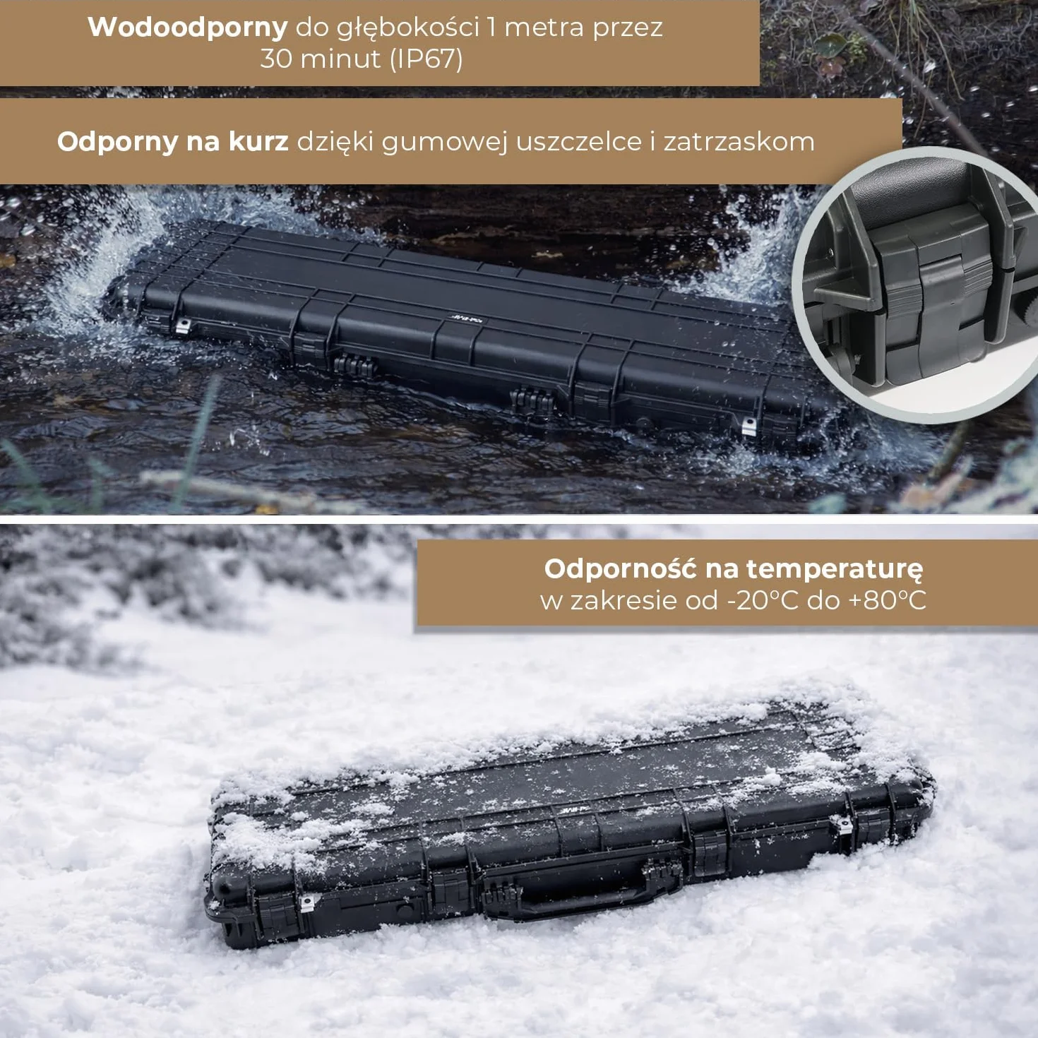 HMF Outdoor Walizka na broń długą ODK200, wodoodporna na karabin IP67, 113 x 41 x 15,5 cm Czarna