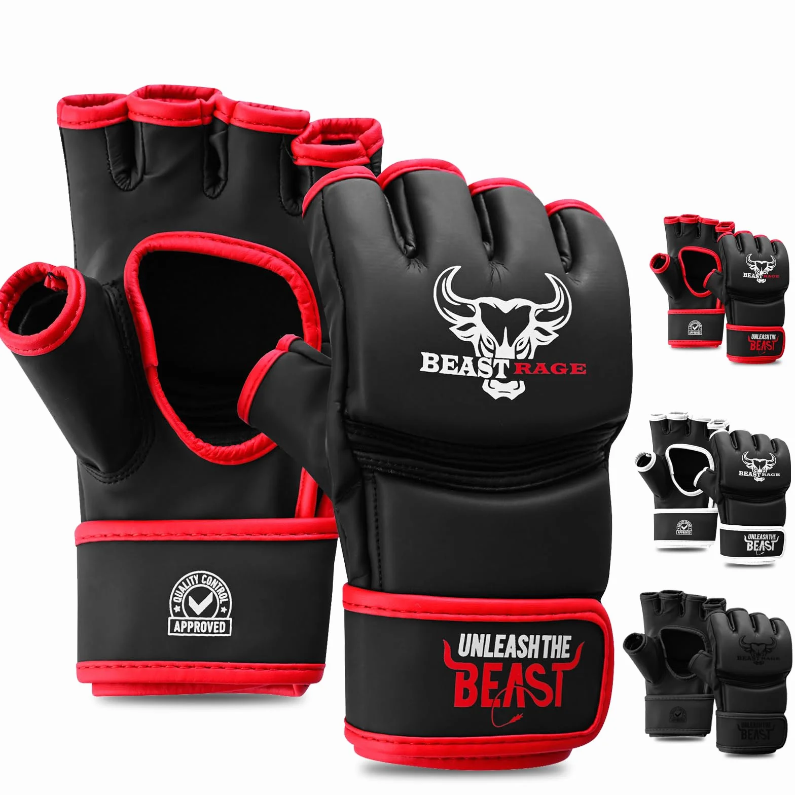 BEASTRAGE Rękawice MMA dla mężczyzn i kobiet, rękawice do sztuk walki, sparing, wentylowana dłoń, wegańska skóra, walka w klatce, muay thai, kickboxing, worek bokserski, kickboxing
