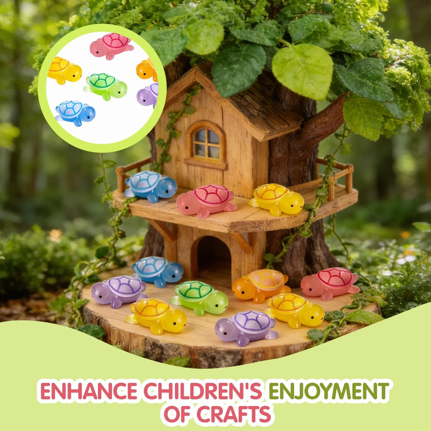 60 sztuk mini żółwi, świecące żółwie z żywicy 3,2 cm, mini świecące żółwie, miniaturowe figurki, mikro scenerie DIY, do ogrodu, akwarium, dekoracji domu