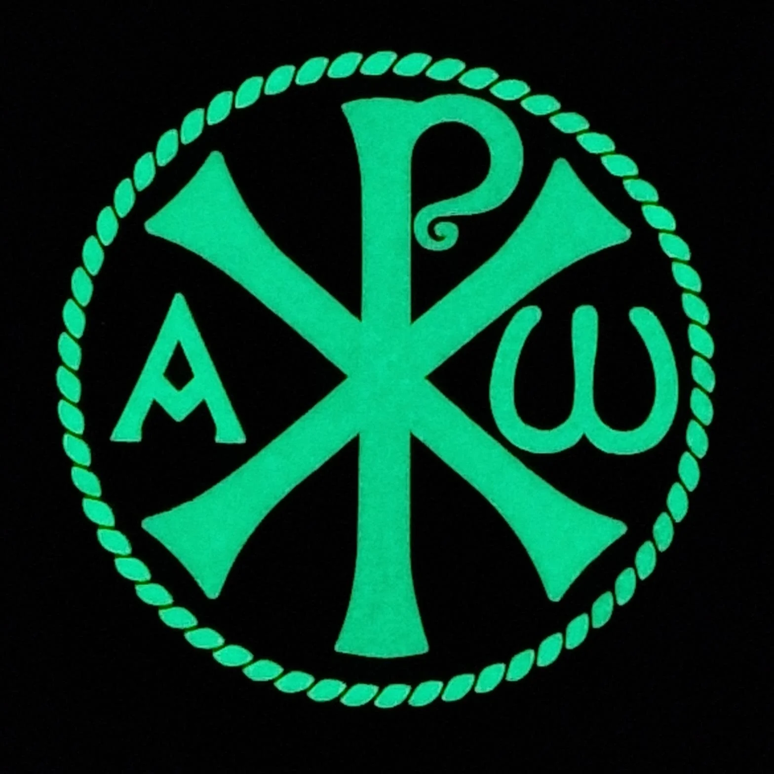 Glow Dark Chi Rho Jesus Christ Symbol Morale naszywka PVC