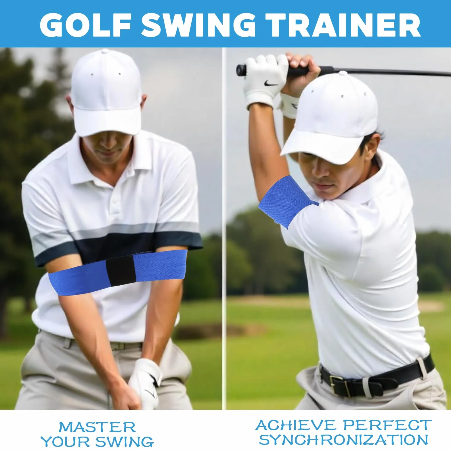 Elastyczny trener huśtawki golfowej, pasek do golfa swing, 3 sztuki, czarny/biały