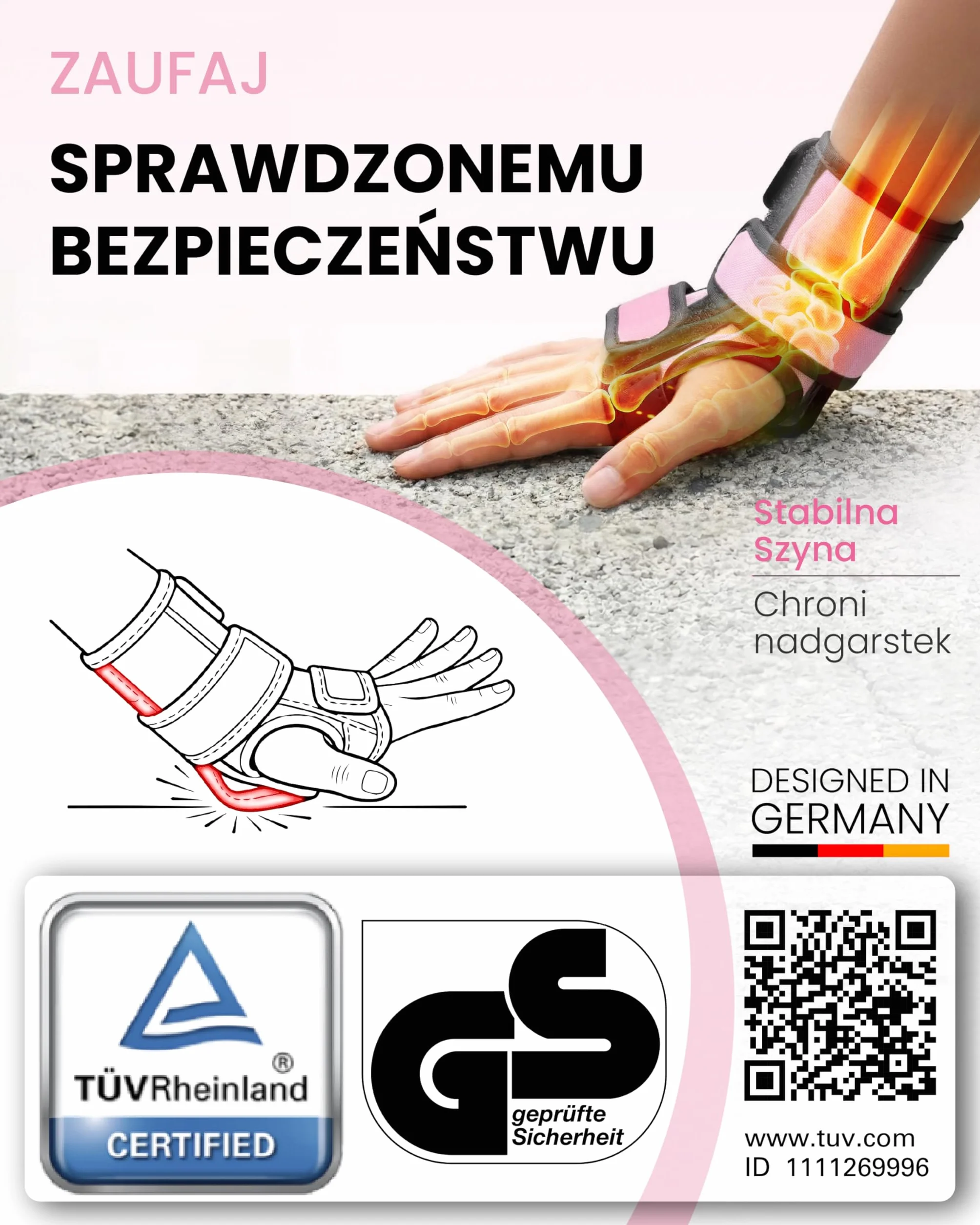 99FLIPS Nakolanniki dla Dzieci - na Deskorolkę i Rolk - Zestaw 6-częściowy - Nakolanniki, Ochraniacz Dłoni, Ochraniacze na łokcie - SLIDE - Rozmiar XS - RÓŻOWY