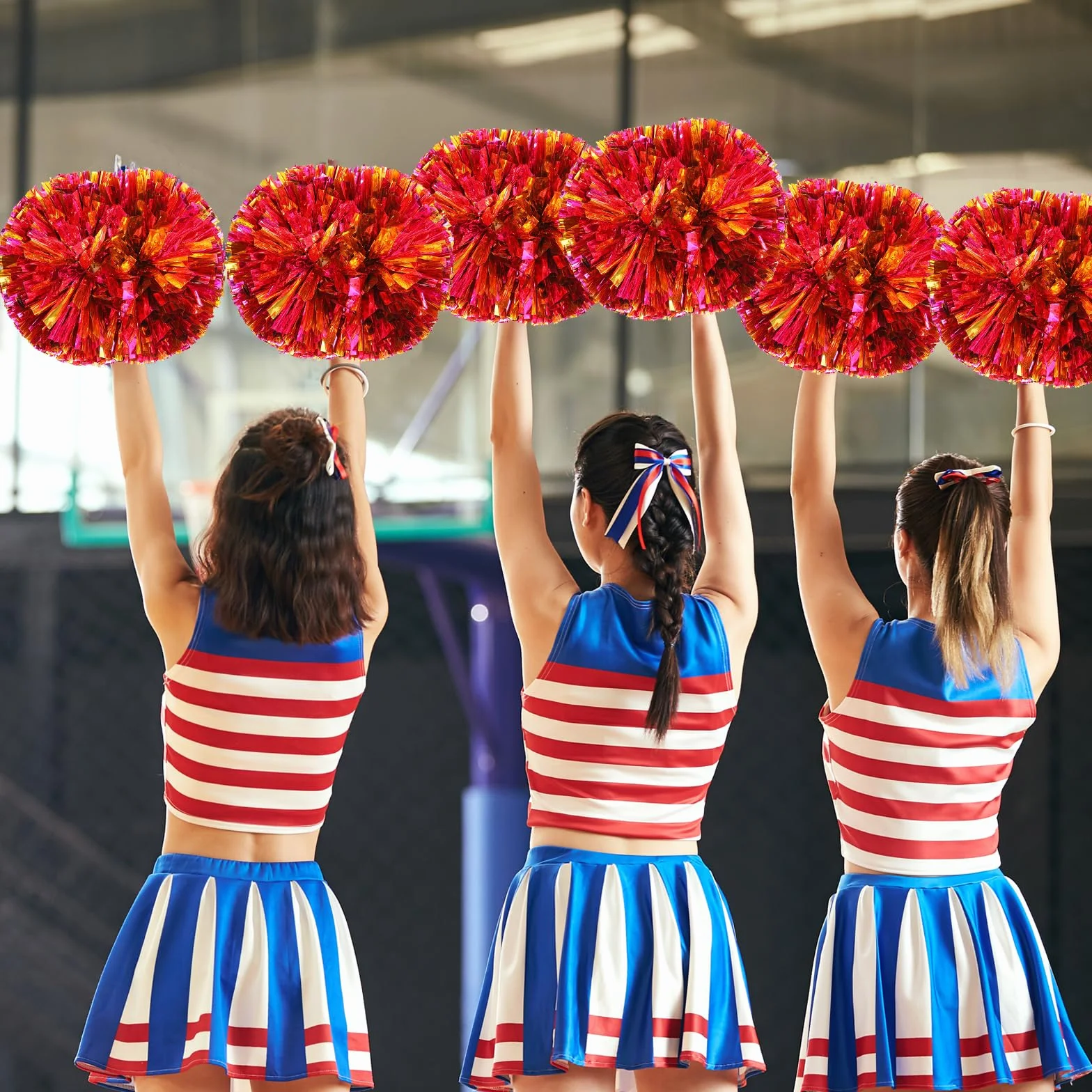 Metaliczne Pompony Cheerleaderki, Ręcznie Wykonane Kwiaty, Akcesoria Do Cheerleaderek, Do Gier Sportowych
