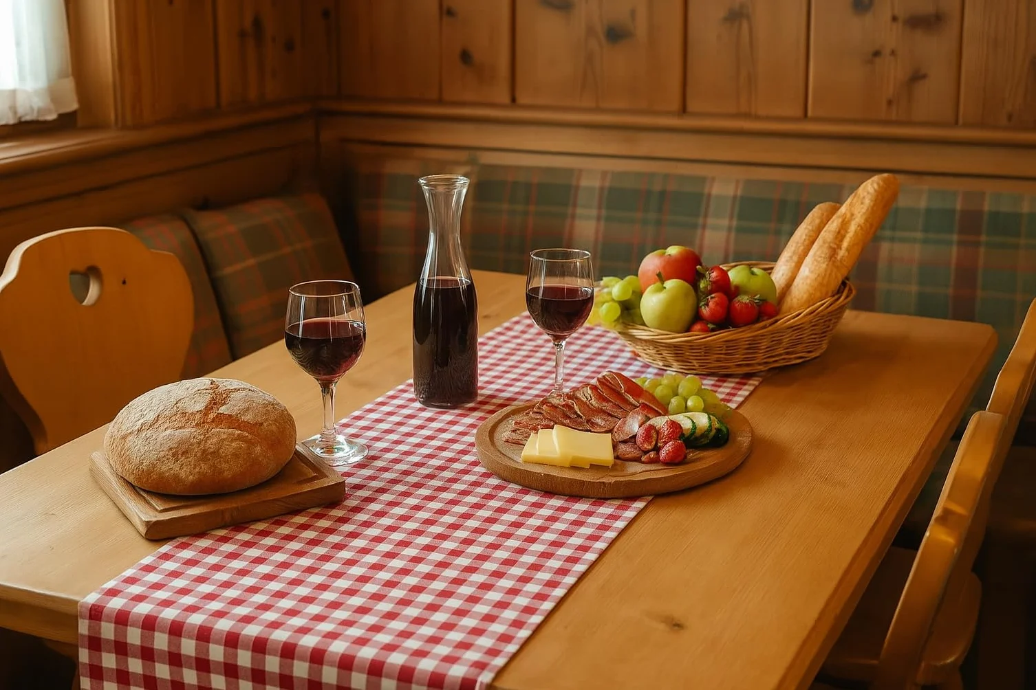 Bieżnik na stół w stylu wiejskim 30 x 200 cm czerwono-biała kratka 100% bawełna