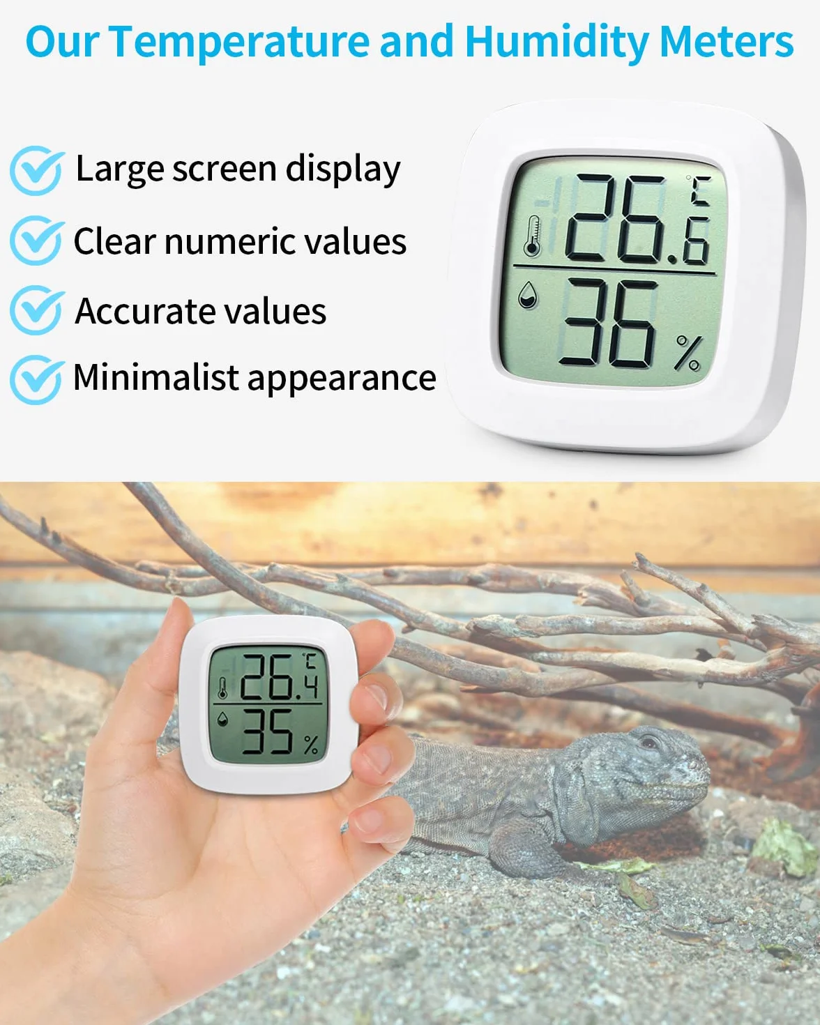 Jissta 5 sztuk termometr wewnętrzny, termometr miernika wilgotności, monitor wilgotności z czujnikiem miernika temperatury, mini cyfrowy miernik temperatury miernik wilgotności do domu szklarniowego