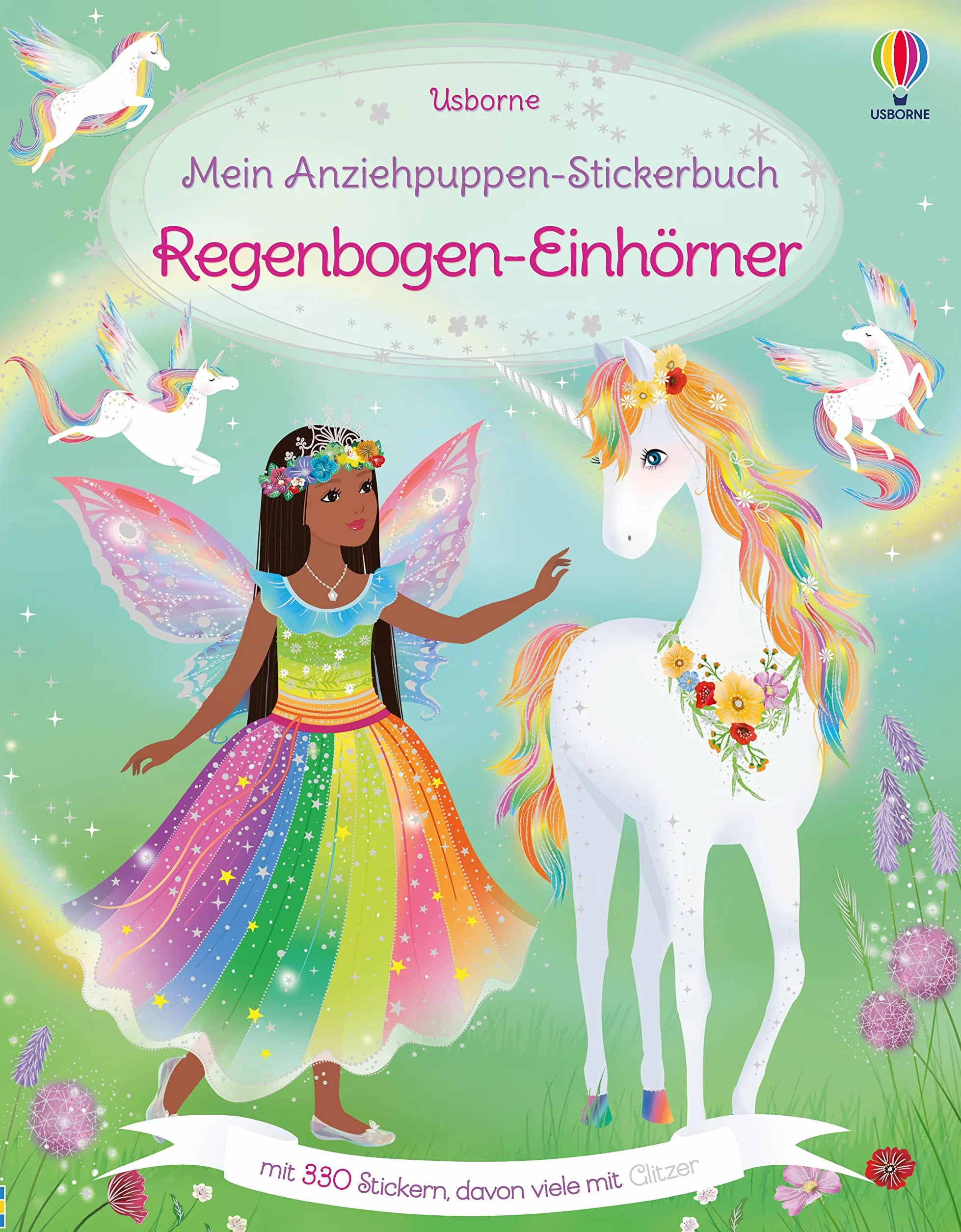 Mein Anziehpuppen-Stickerbuch: Regenbogen-Einhörner: Stickerheft mit über 330 Anzieh-Stickern, davon viele mit Glitzer - Stickervergnügen ab 5 Jahren