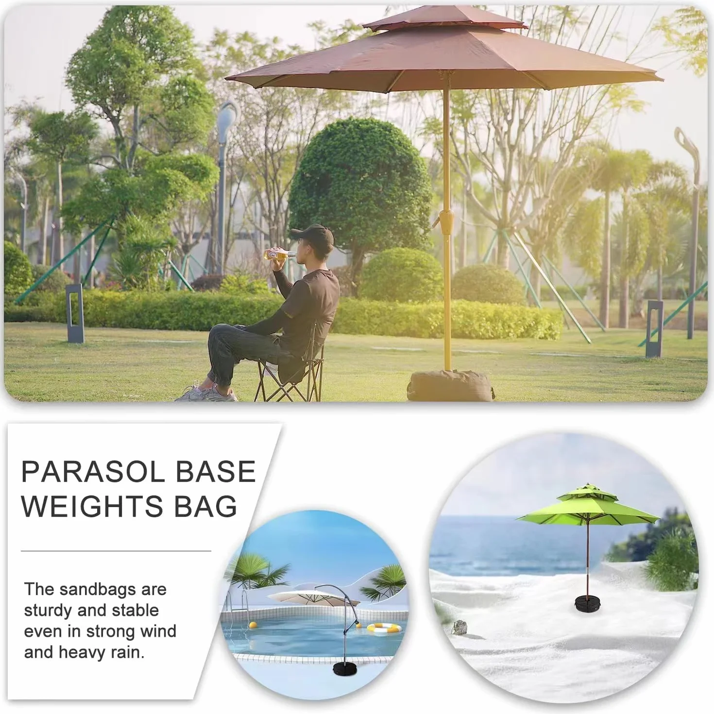 Flagest Torba Na ObciążNik Parasola - Solidna Podstawa Parasola Z Regulacją śRednicy I Bocznym Otwieraniem Uchwyt Na ObciążNik Parasola Ogrodowego OkrąGłY Parasol PrzeciwsłOneczny Patio Beach Do 40 Kg