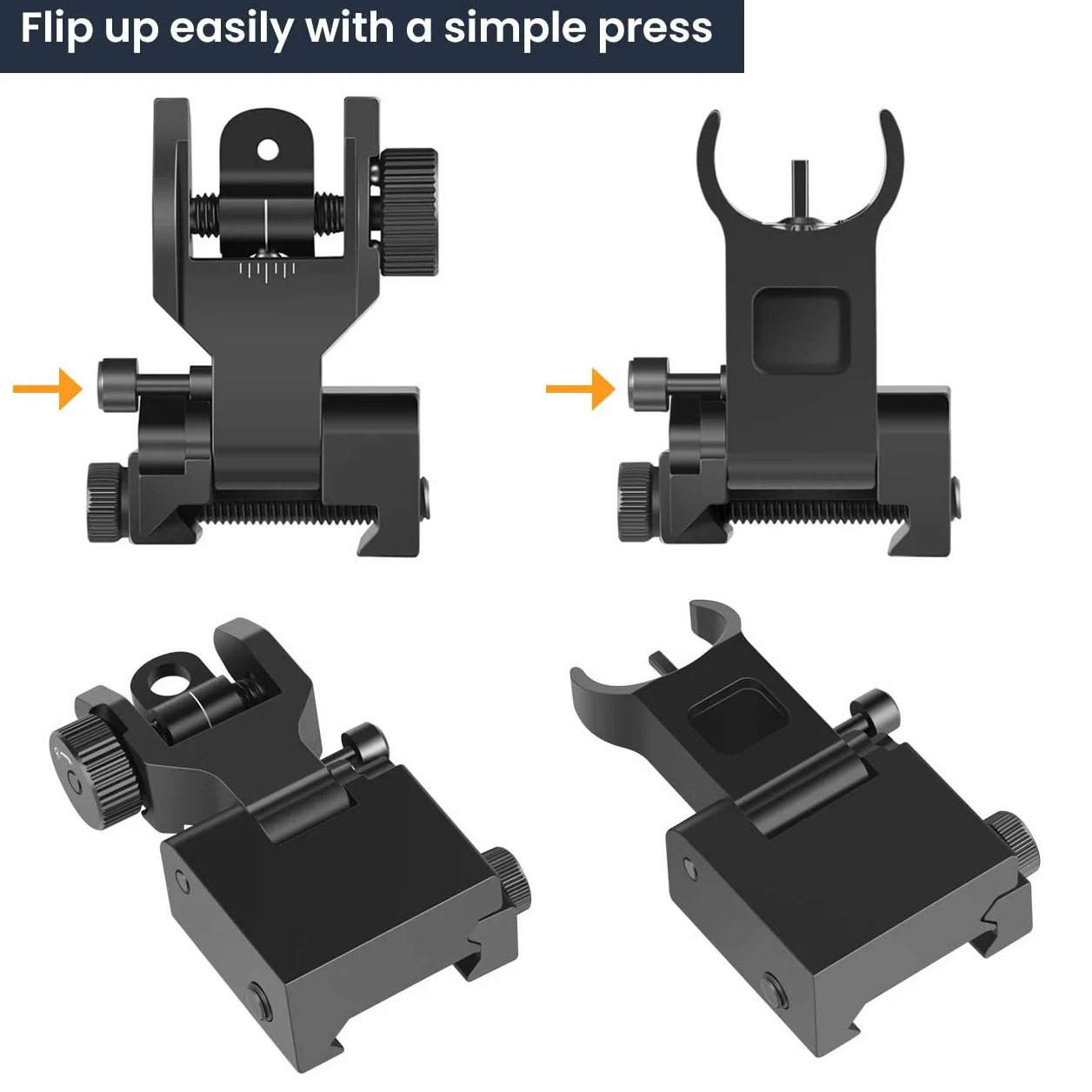 Feyachi S09 Flip Up Iron Sights Odchylane przednie i tylne przyrządy celownicze z czerwoną i zieloną kropką Picatinny Backup Sight Set