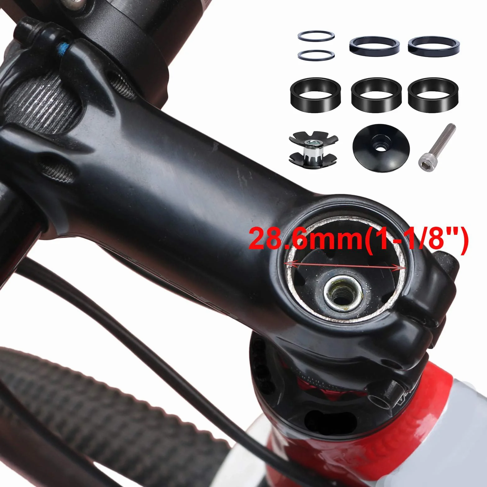 Zestaw dystansowy do kierownicy rowerowej MTB 1 1/8 podkładki 2 mm 5 mm 10 mm