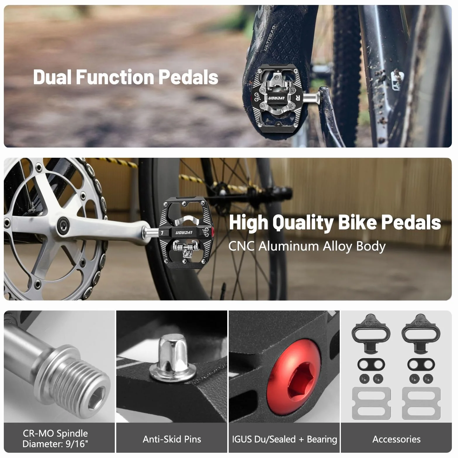 LYCAON pedały rowerowe MTB aluminium CNC łożyska uszczelnione kompatybilne SPD