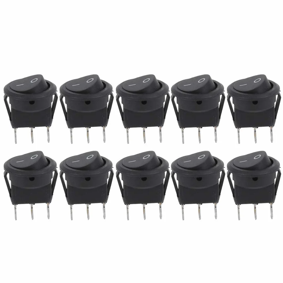 Okrągły przełącznik kołyskowy ON-OFF 2-pozycyjny 23mm czarny 3 Pin