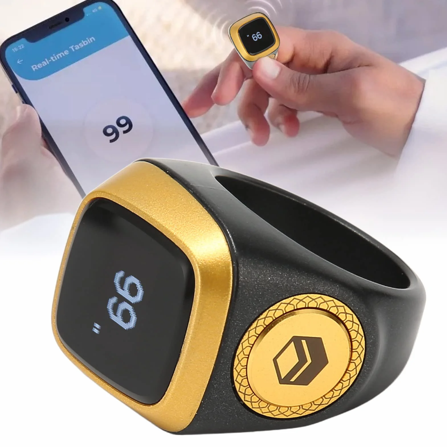 Licznik Palcowy, Cyfrowy Palec Smart Clicker Ring Resetowalny Licznik okrążeń Ręczny Licznik kliknięć z Mini Ekranem LCD do Robienia na Drutach, Szydełkowania, Coachingu,