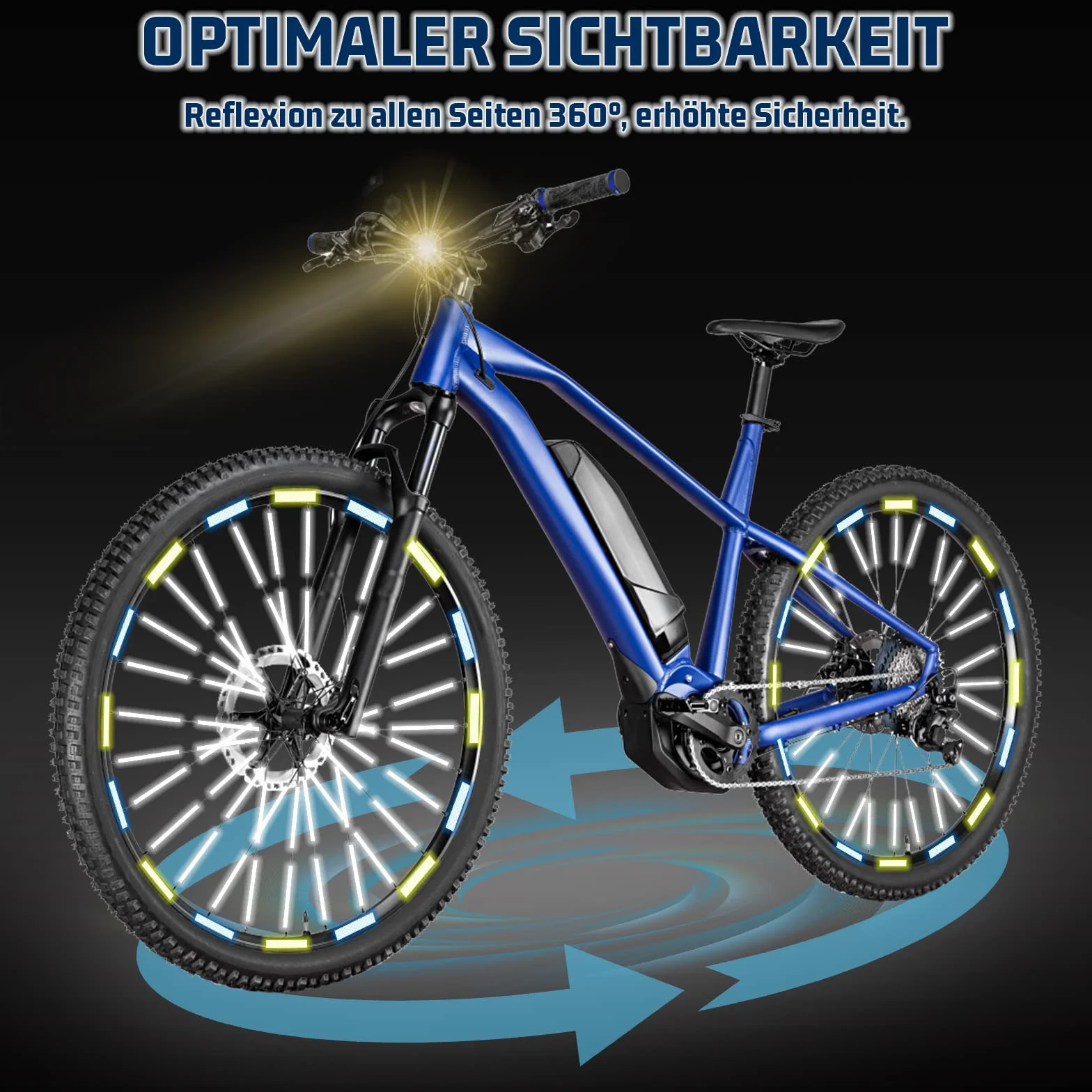 Odblaski na szprychy rowerowe 36 sztuk + 2 naklejki odblaskowe żółte niebieskie