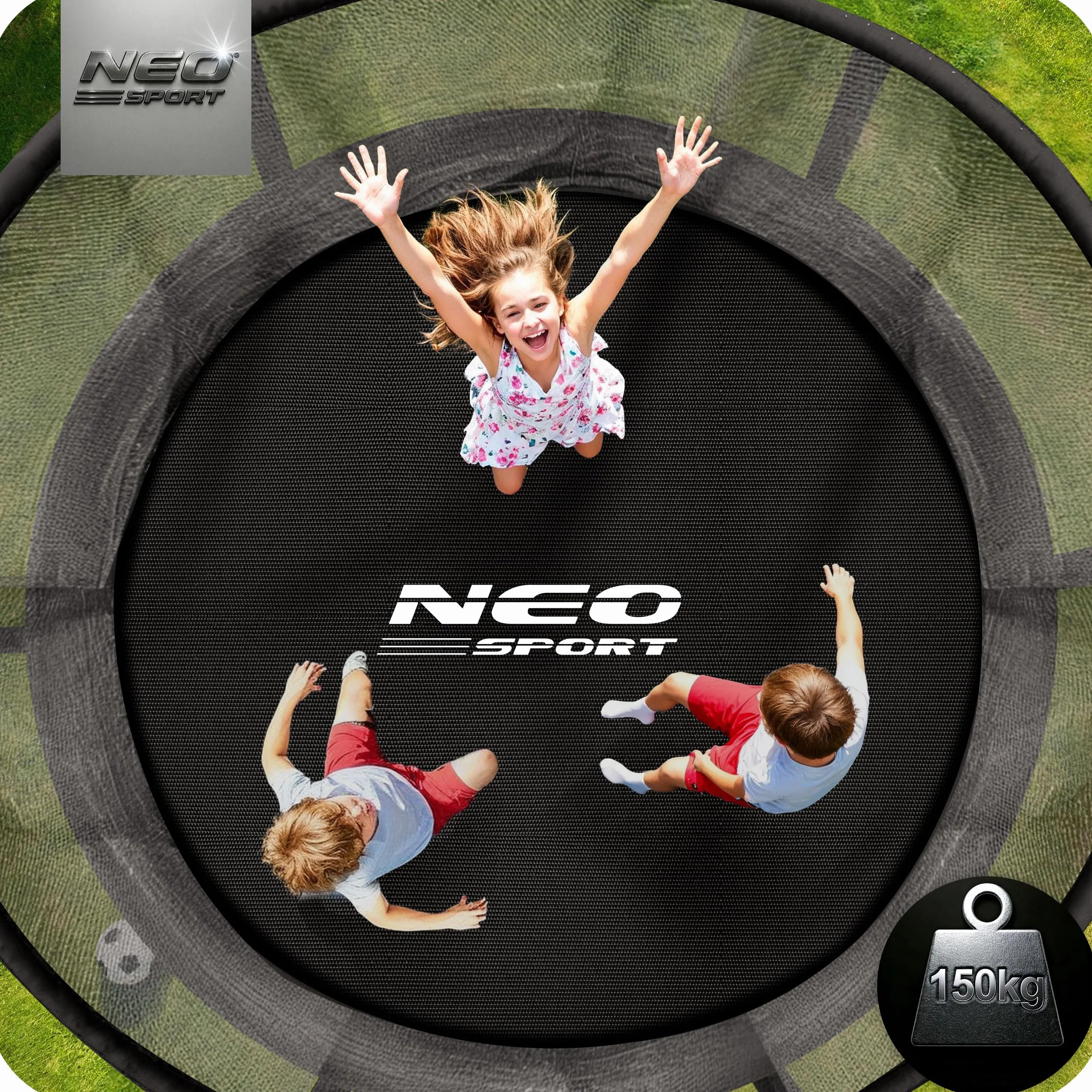 Neo-Sport Trampolina ogrodowa 312 cm z siatką zabezpieczającą 150 kg Czerwony Czarny