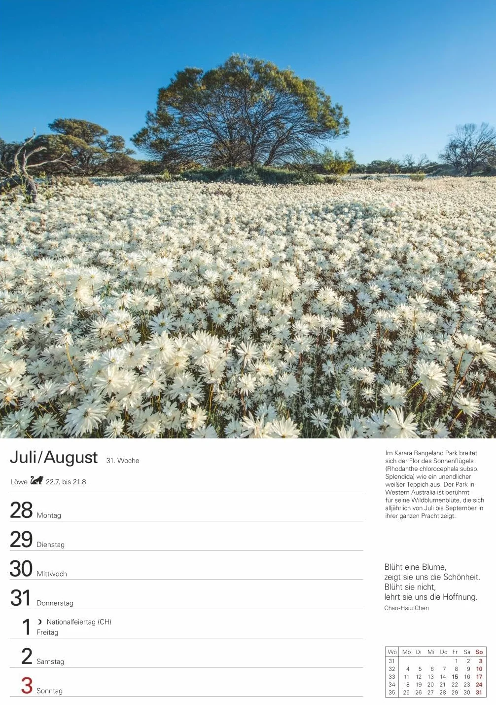 Wunder der Natur Wochenplaner 2025 - 53 Blatt mit Zitaten und Wochenchronik: Wunderschöne Naturfotos in einem praktischen Terminkalender zum Aufhängen. Übersichtlicher Wochenplaner für die Wand