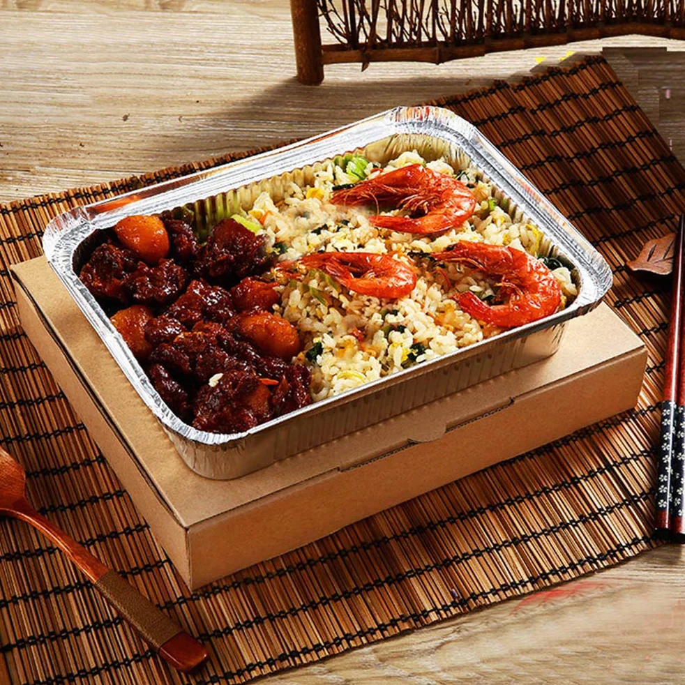 FOCCTS 25 szt. aluminiowych tacek do grillowania, zaczerwienień, pieczenia, zamrażania i przechowywania dużych pojemników na żywność z folii aluminiowej 31 cm x 21 cm x 5 cm