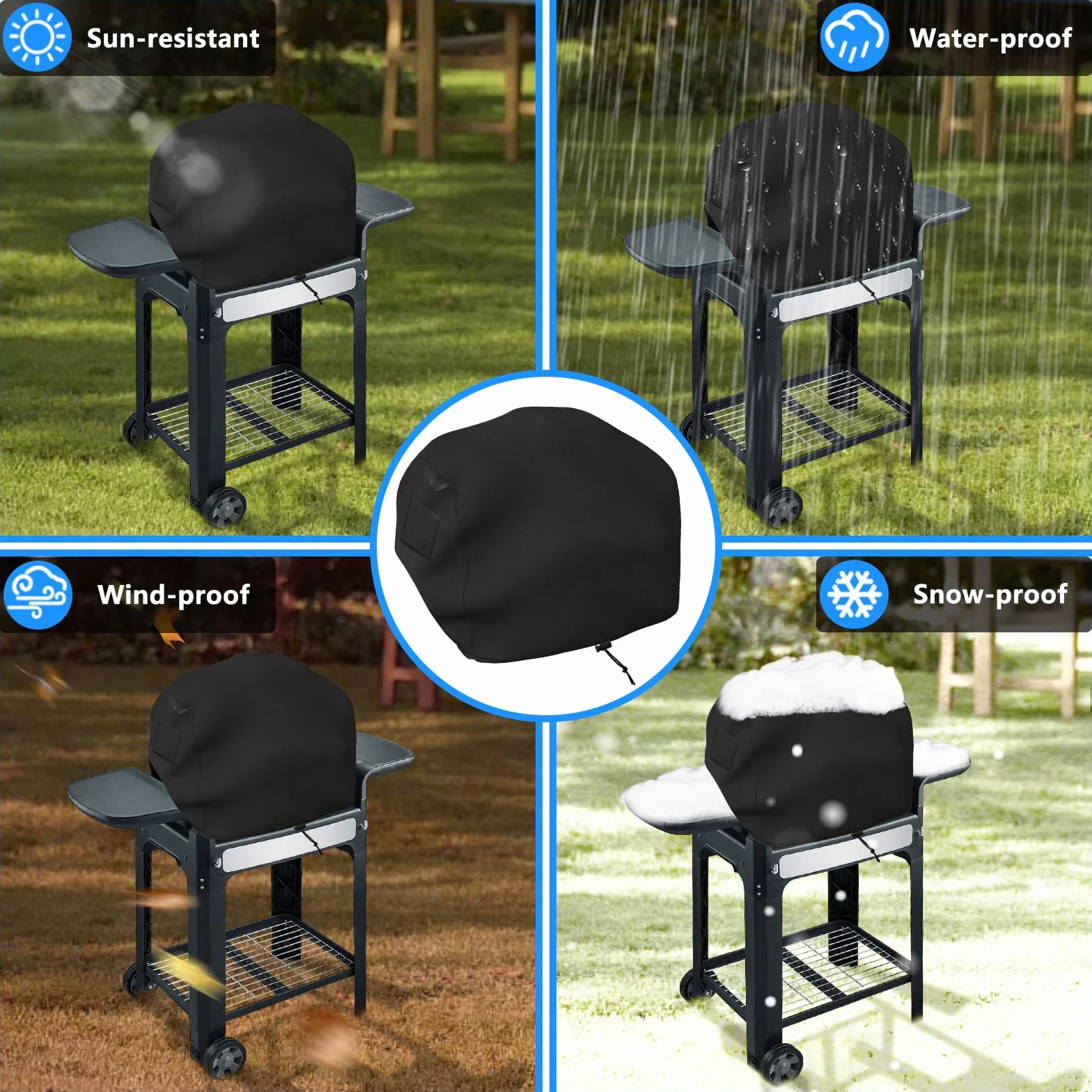 Pokrowiec na grill kompatybilny z Woodfire Electric BBQ Grill (seria OG700), wodoodporny materiał Oxford 600D, odporny na blaknięcie, odporny na warunki atmosferyczne, ze sznurkiem, otwór wentylacyjny