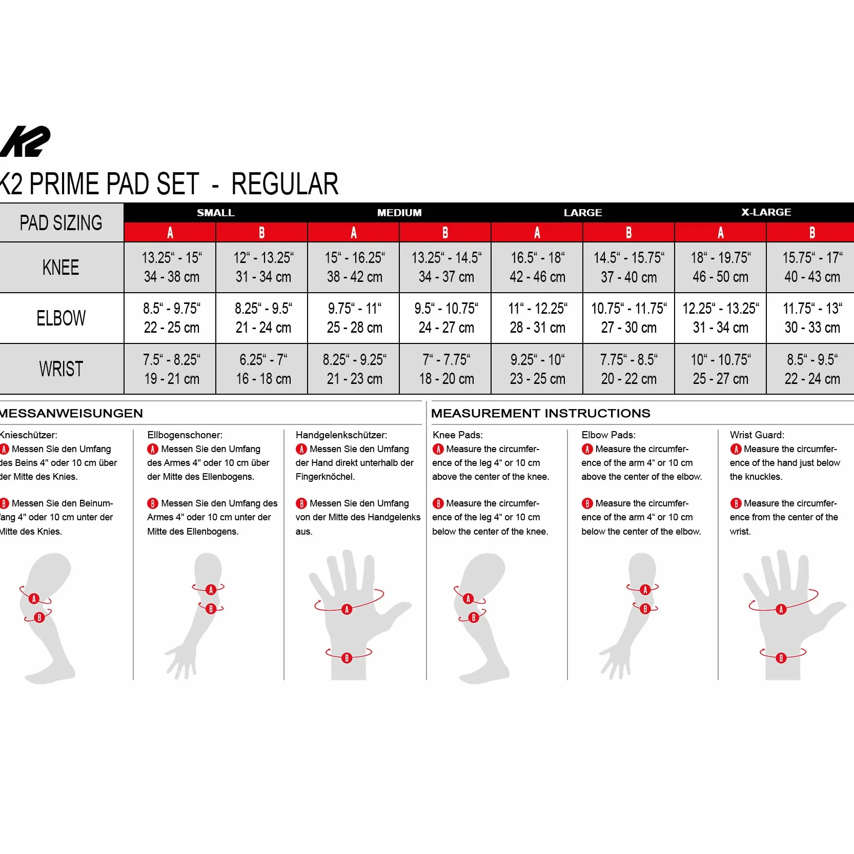 K2 Łyżworolki unisex K2 PRIME PAD SET z ochraniaczami na nadgarstki, ochraniaczami na łokcie i ochraniaczami na kolana, czarno-czerwone, 30E1412