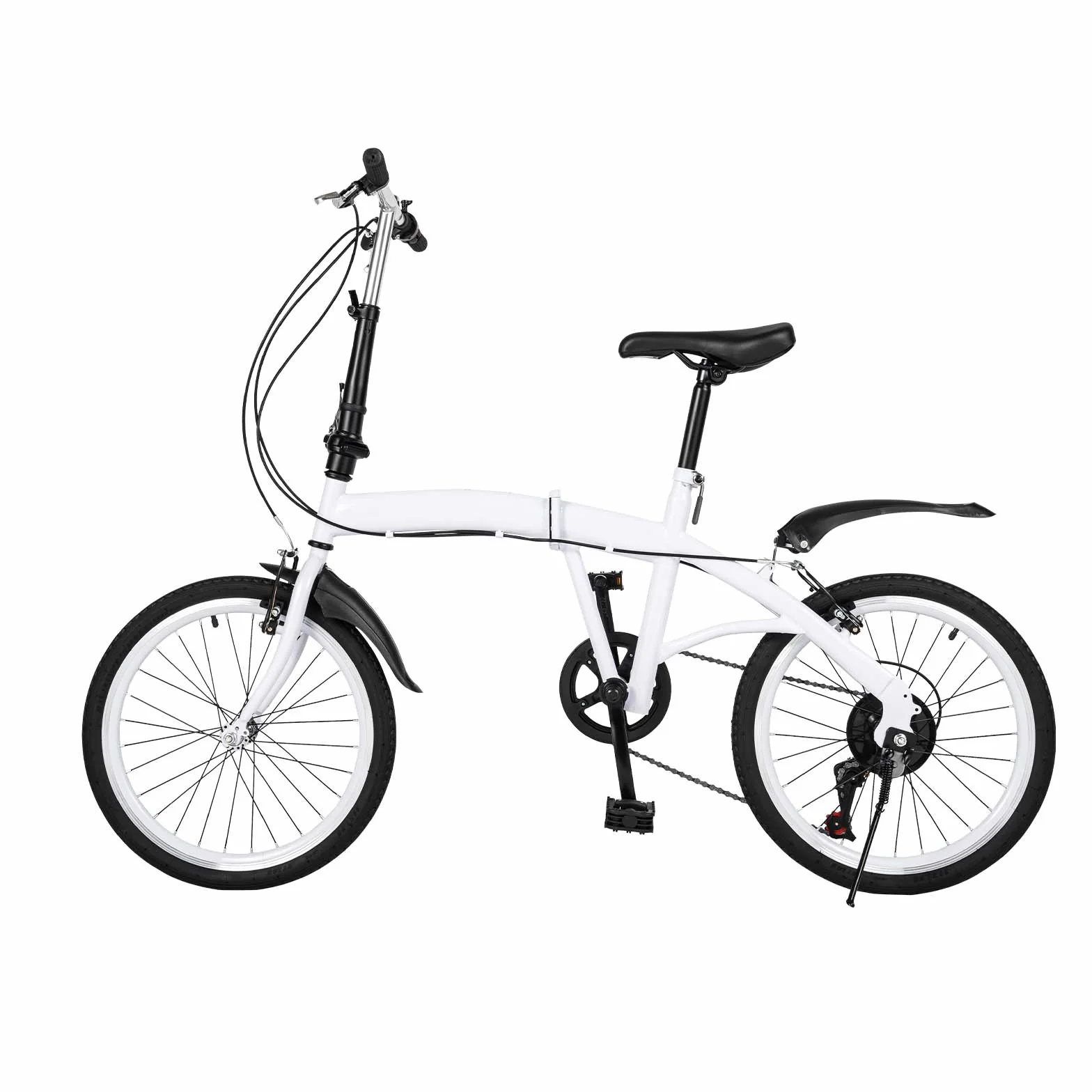 Składany rower 20" 6-biegowy podwójny hamulec V-Brake biały