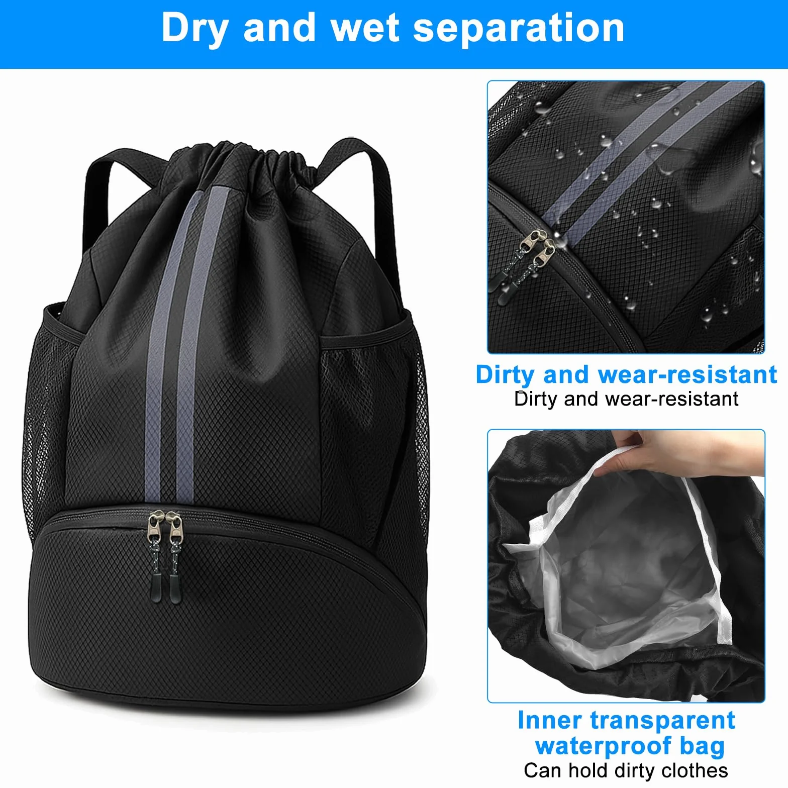 Plecak sportowy wodoszczelny dry bag z kieszenią na buty