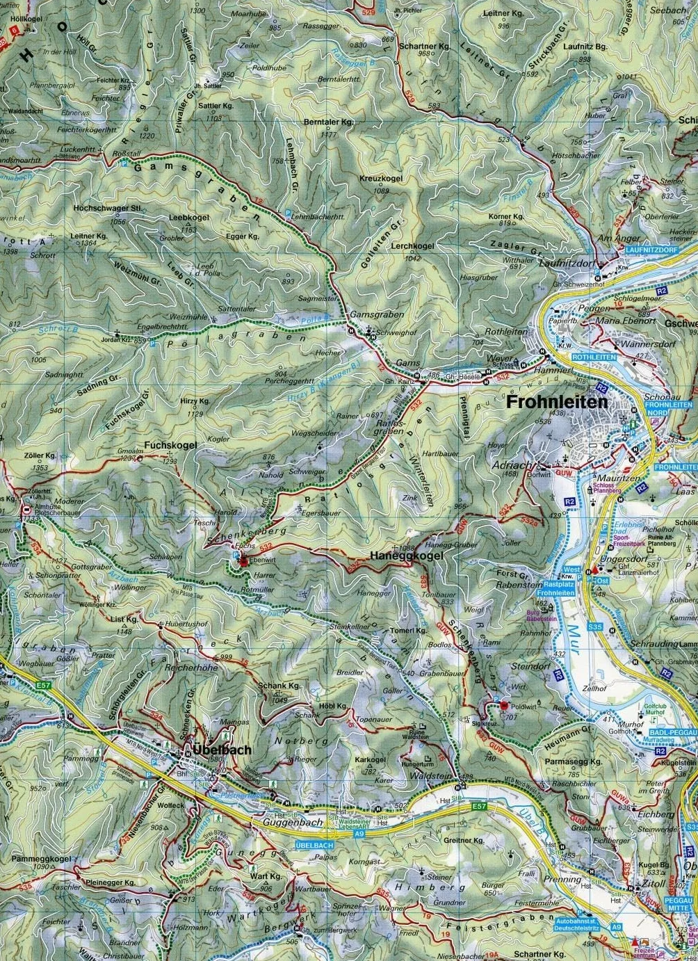 **gleinalpe leoben voitsberg: Wandel- en fietskaart 1:50 000: WK 132