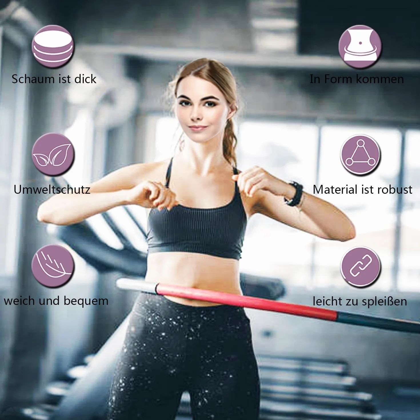 2,3 kg, hula hop, dla dorosłych, do odchudzania, dla zaawansowanych, 8-częściowych i 100 cm urządzenie fitness do domu, hula hop, fitness