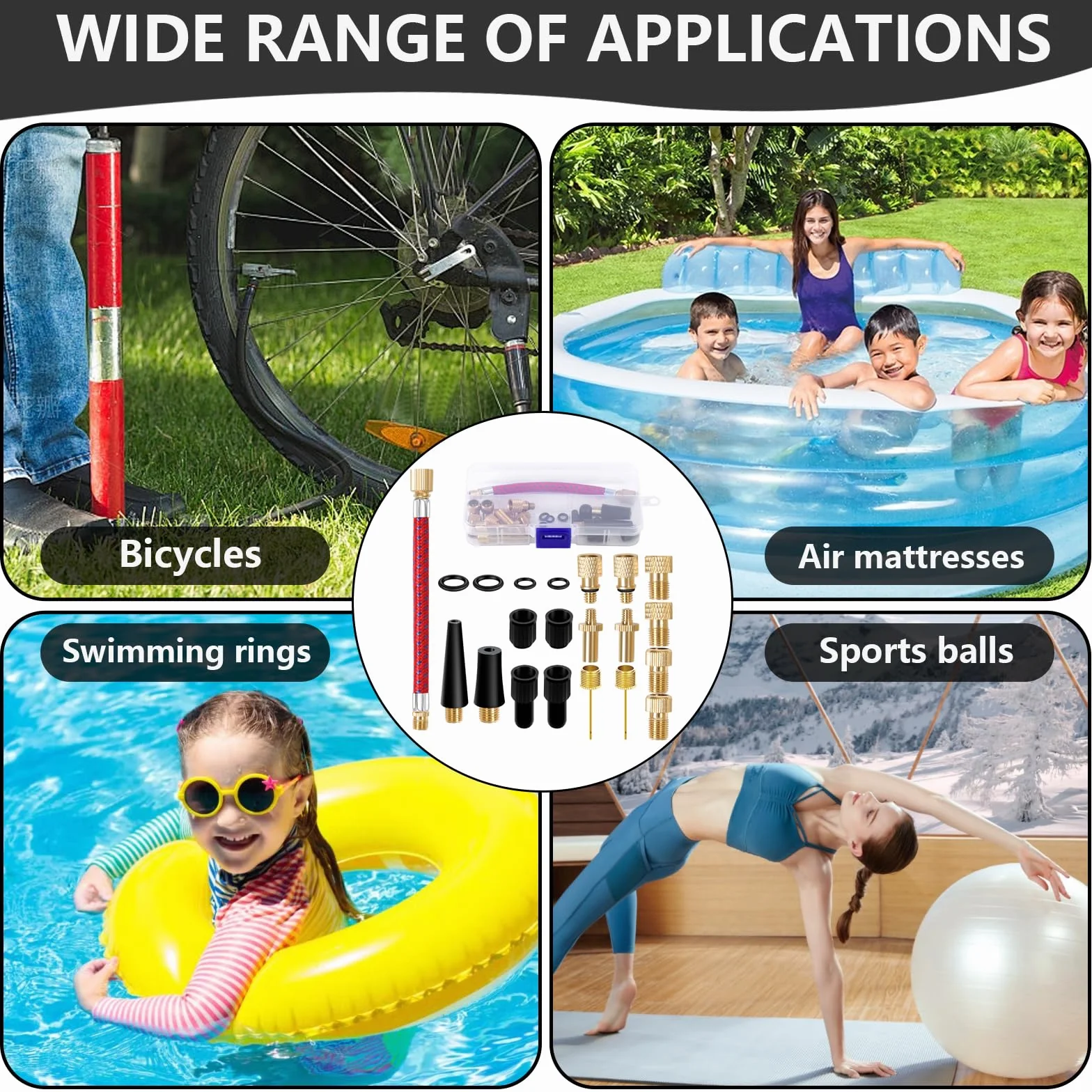 DATEFUN zestaw adapterów zaworów rowerowych 21 sztuk SV DV AV z pudełkiem do sortowania