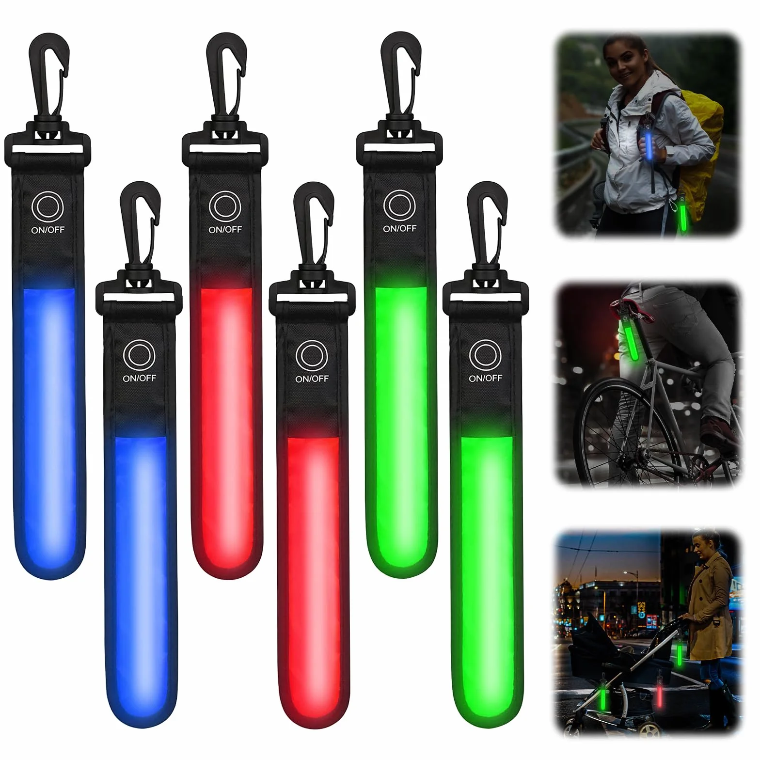 GOMETY 6 sztuk odblaskowych zawieszek LED 3 tryby dla dzieci do plecaka