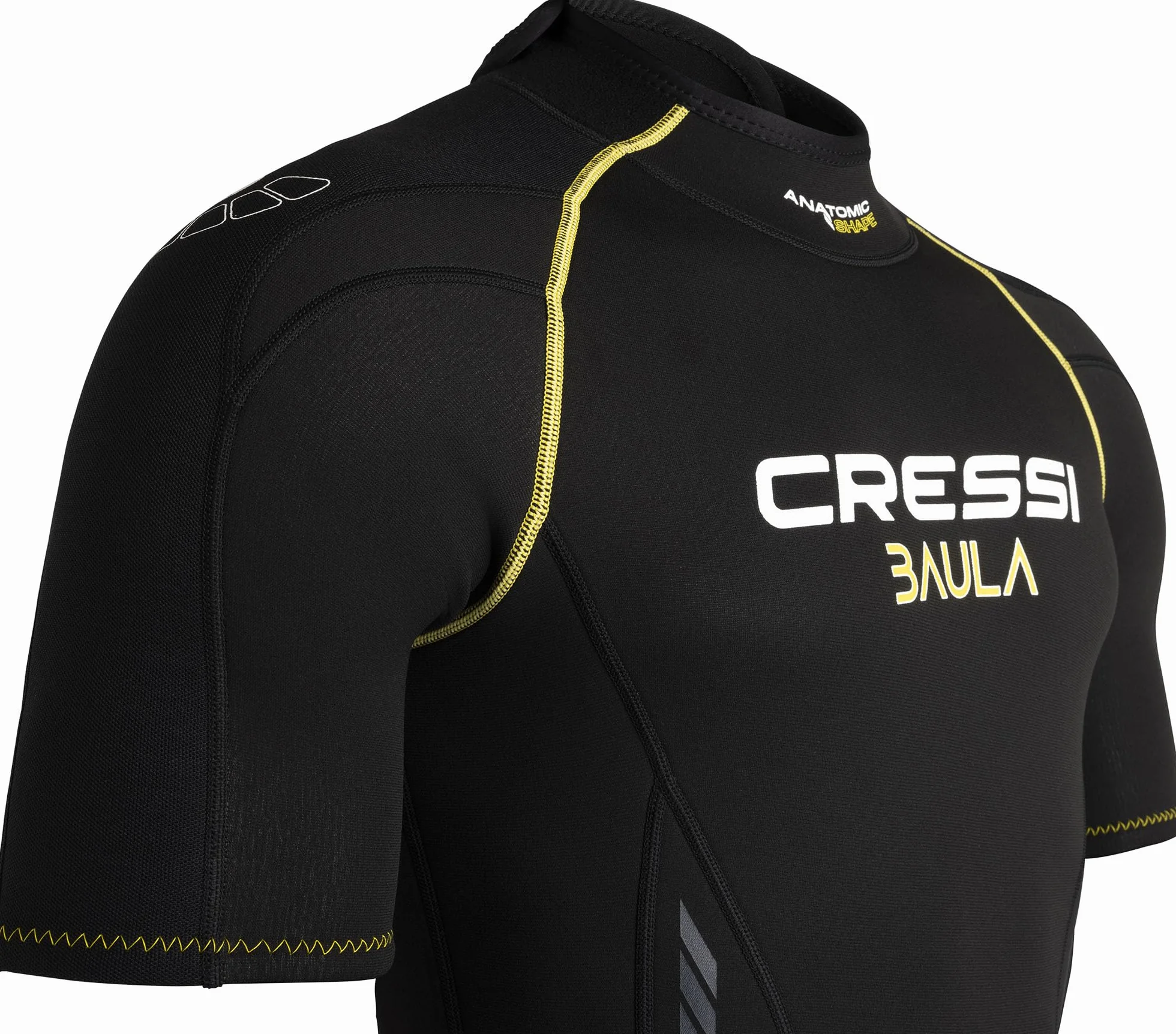 CRESSI Baula Man Shorty Wetsuit 2.5mm L Black/Yellow Double-lined Neoprene for Diving Snorkelling