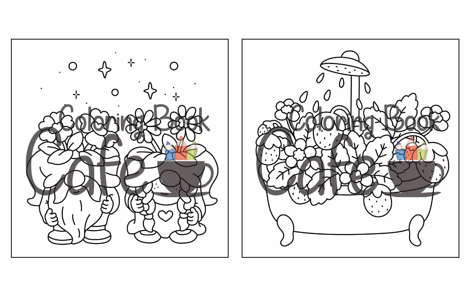 Tiny Gardens: Cute & Comfy Coloring Book for Adults and Teens Featuring Adorable Garden Scenes