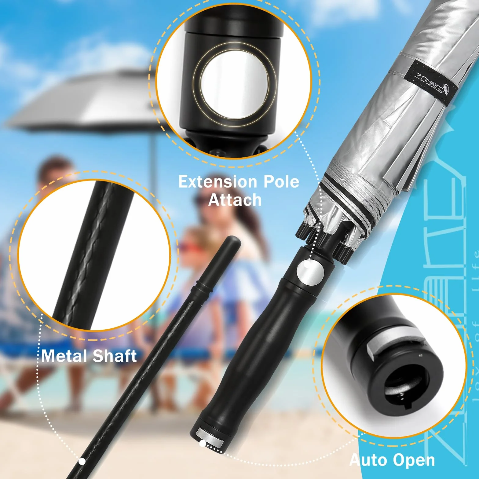 ZOMAKE 68 Cali Parasol Golfowy UPF 50+ Wiatroszczelny Samooczyszczający się Ochrona UV