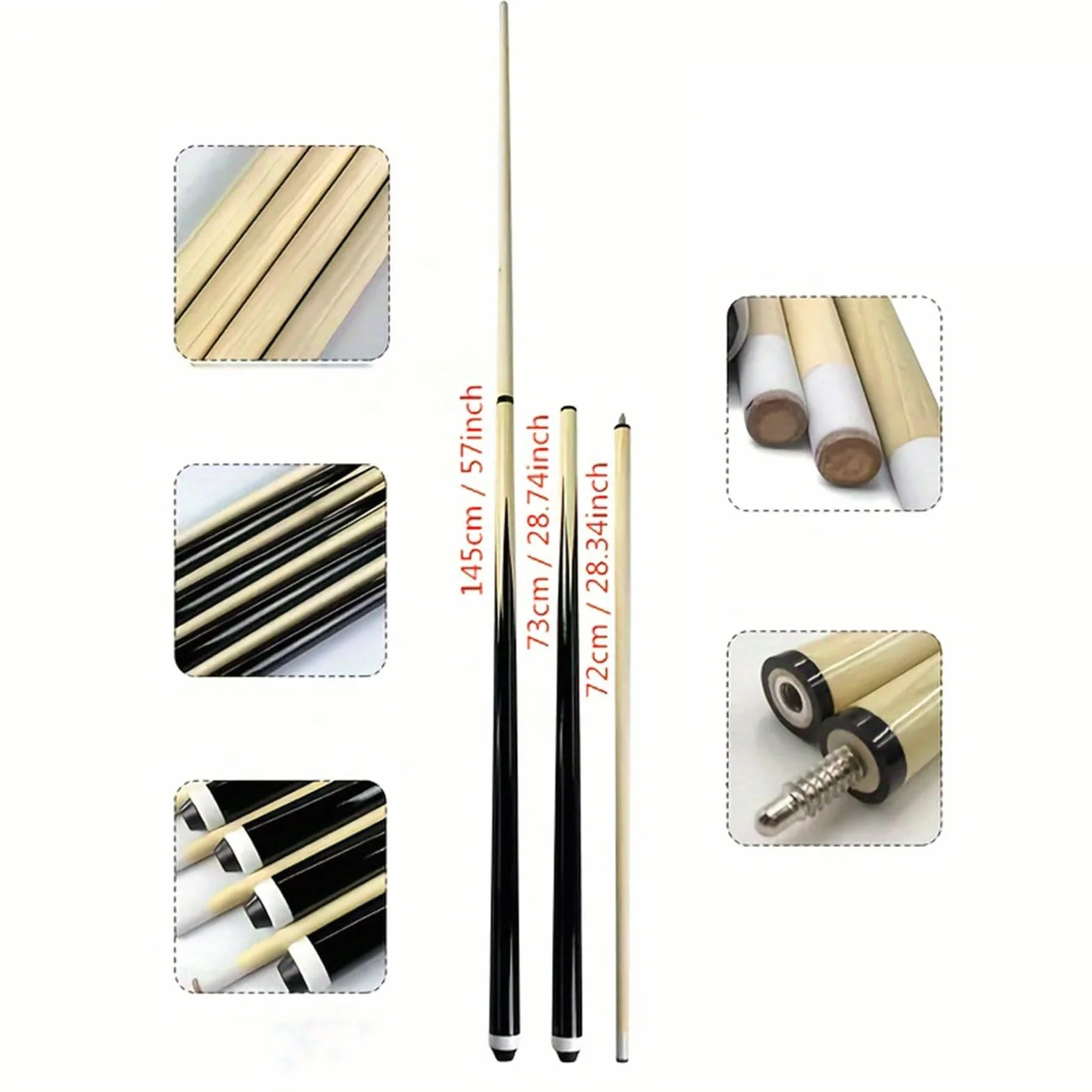 Profesjonalny kij bilardowy z klonu kanadyjskiego 13 mm 147 cm