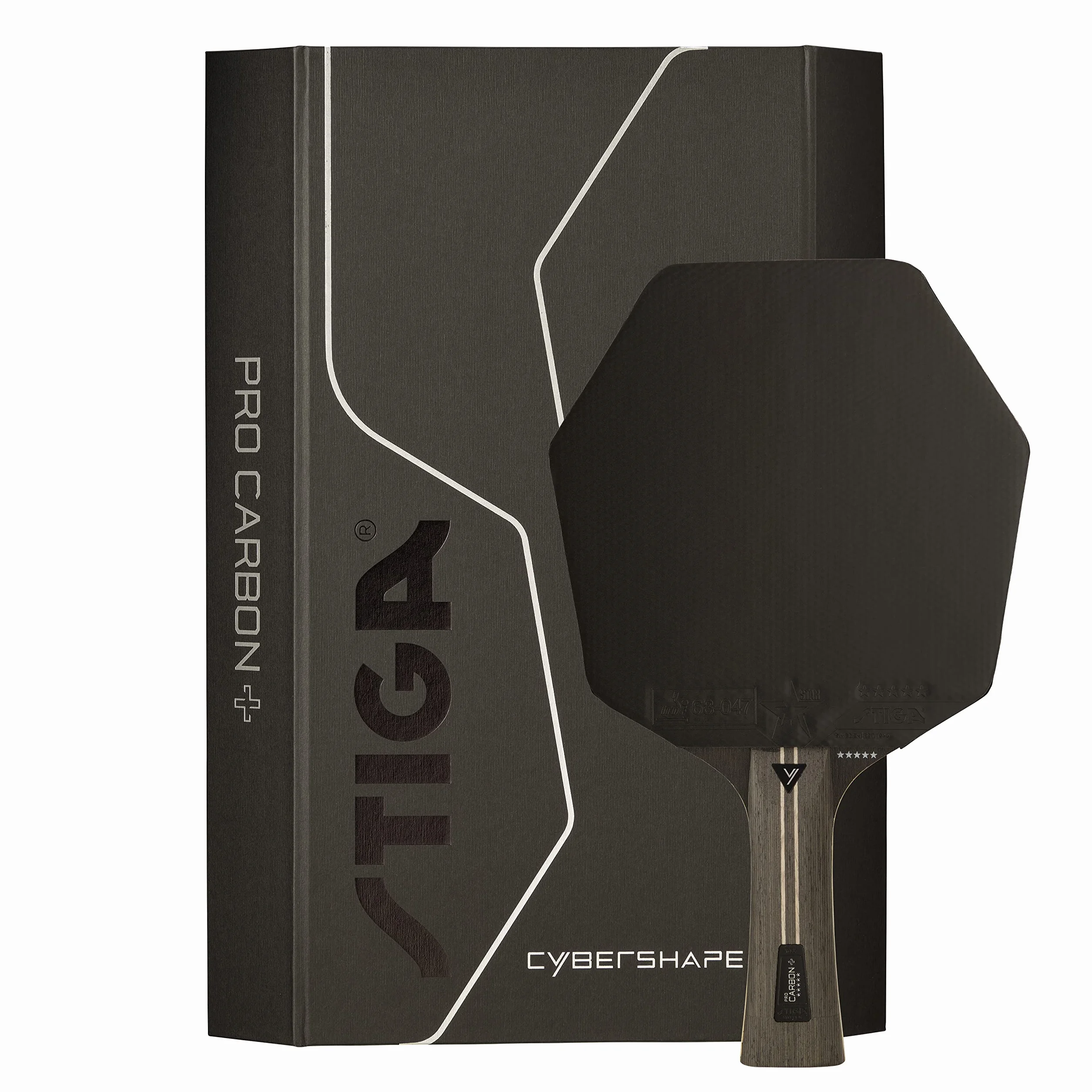 STIGA Pro Carbon+ Cybershape rakieta do tenisa stołowego, 5-gwiazdkowa profesjonalna rakieta do tenisa stołowego o sześciokątnym kształcie dla graczy ofensywnych