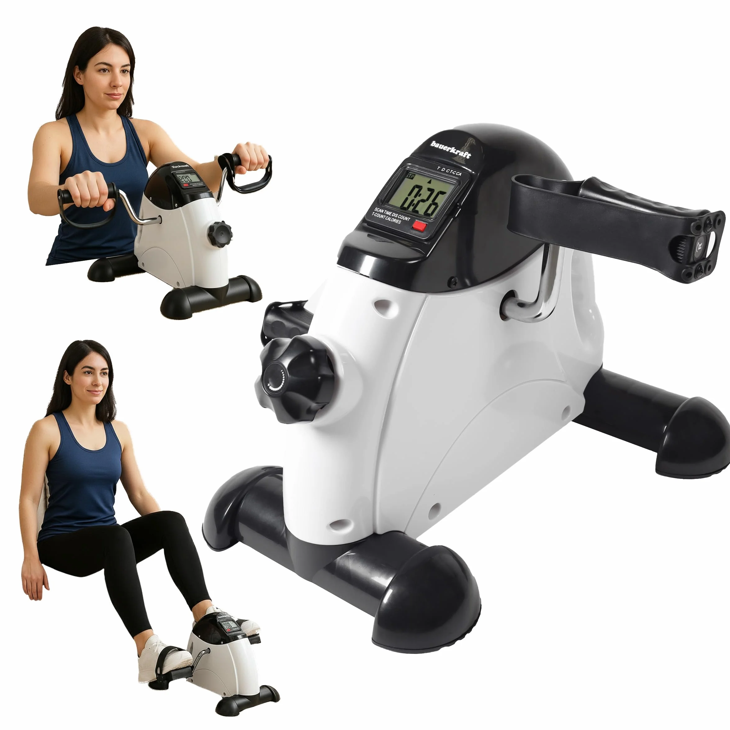 Kompaktowy rower treningowy rotor do ćwiczen rowerek rehabilitacyjny 2w1 biały