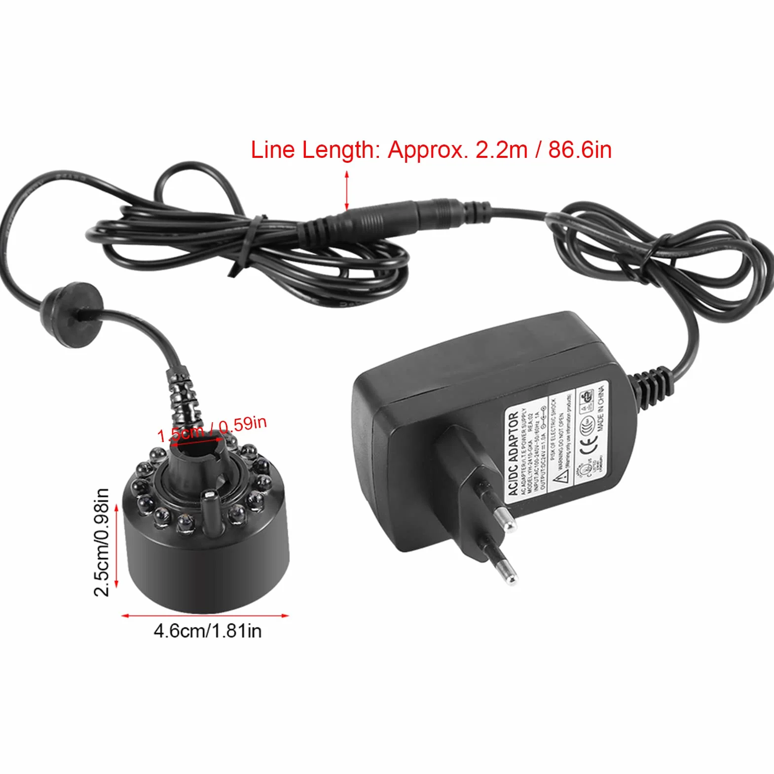 Wytwarzacz Mgły, do Fontanny Staw z Zasilaczem Nebler 110 240V Wtyczka Amerykańska 1Pc 12LED Kolorowe Urządzenie do Wytwarzania Mgiełki