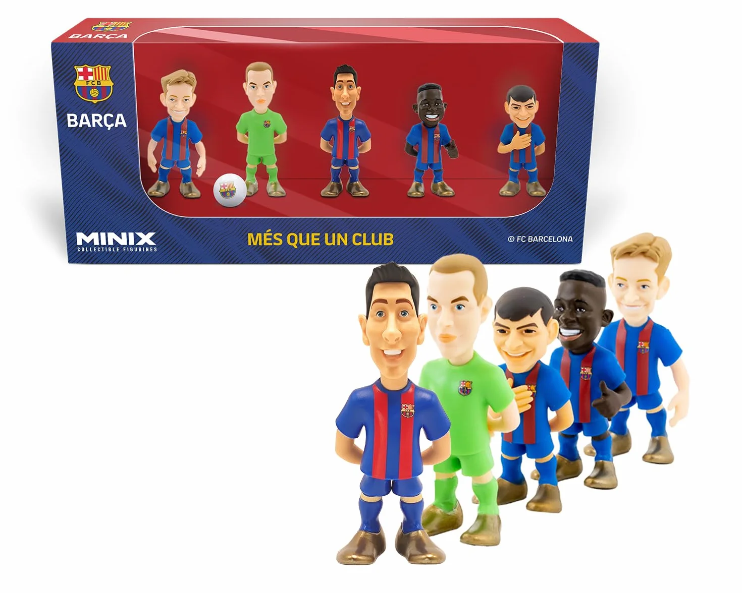 Minix FC Barcelona Figurka kolekcjonerska 7cm Zestaw 5 sztuk Lewandowski Ter Stegen Pedri Ansu Fati De Jong