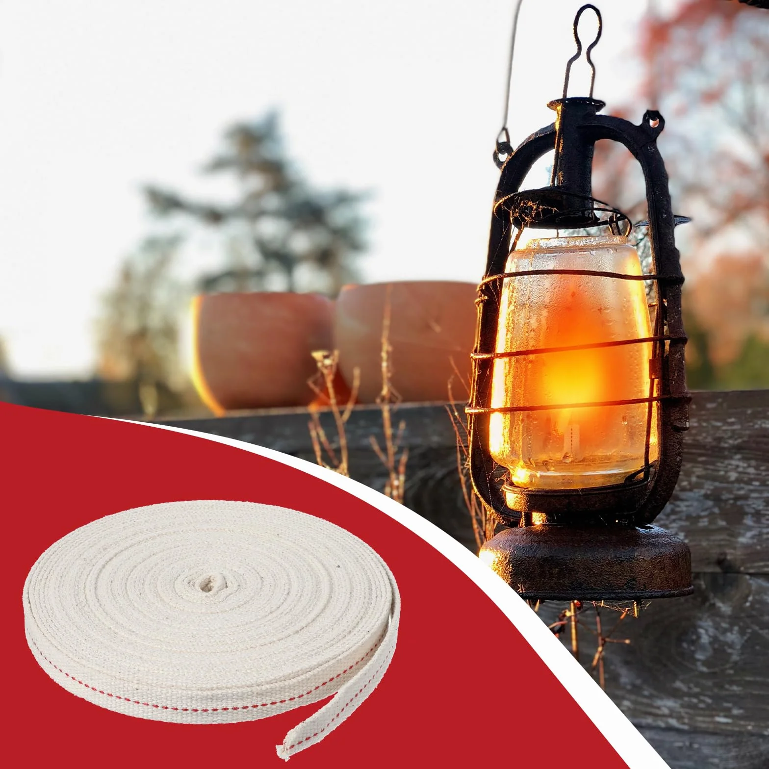 Knot do lamp olejowych bawełniany 10 m x 13 mm zapasowy do lamp naftowych pochodni ogrodowych