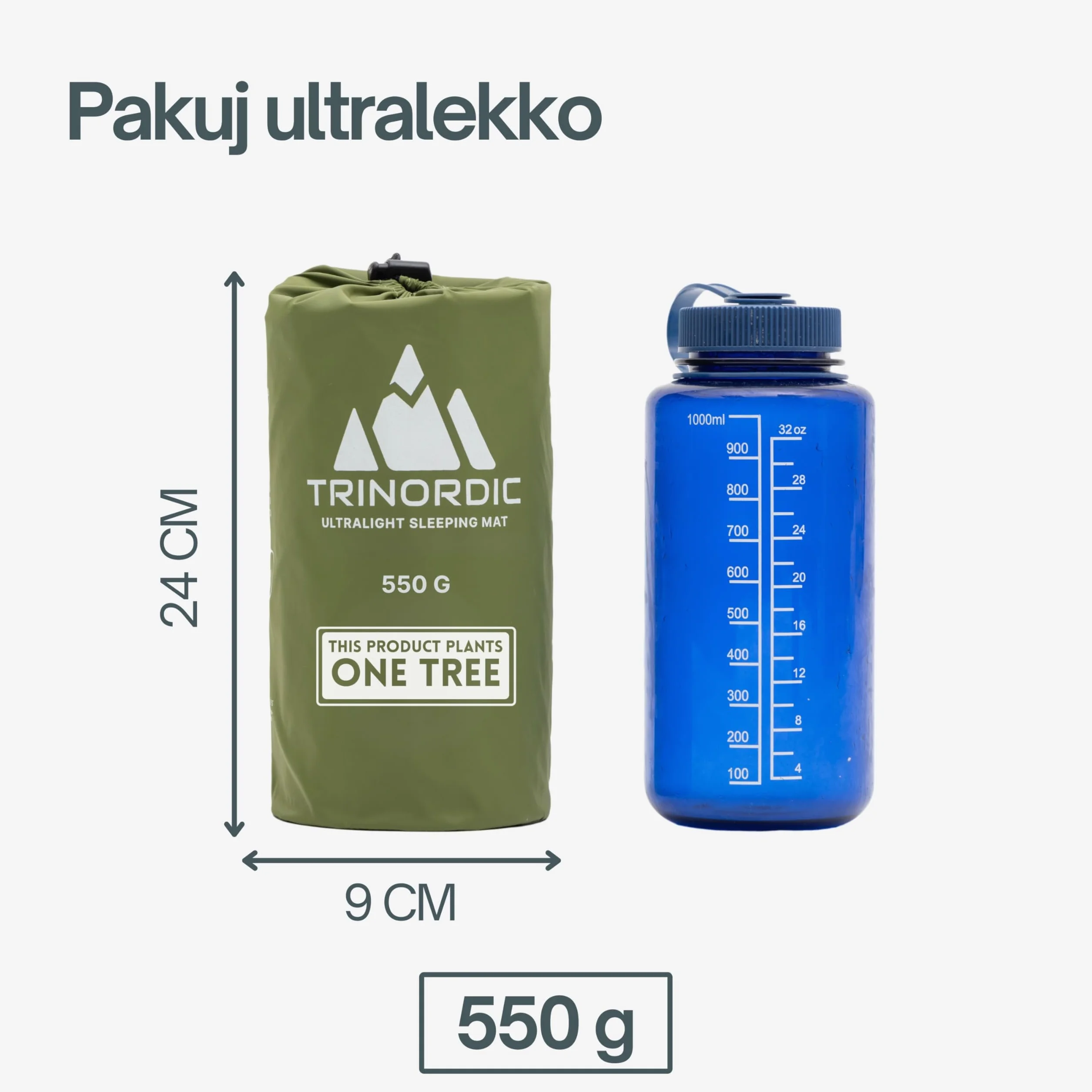 TRINORDIC Nadmuchiwany materac do spania kempingowy składany zielony las