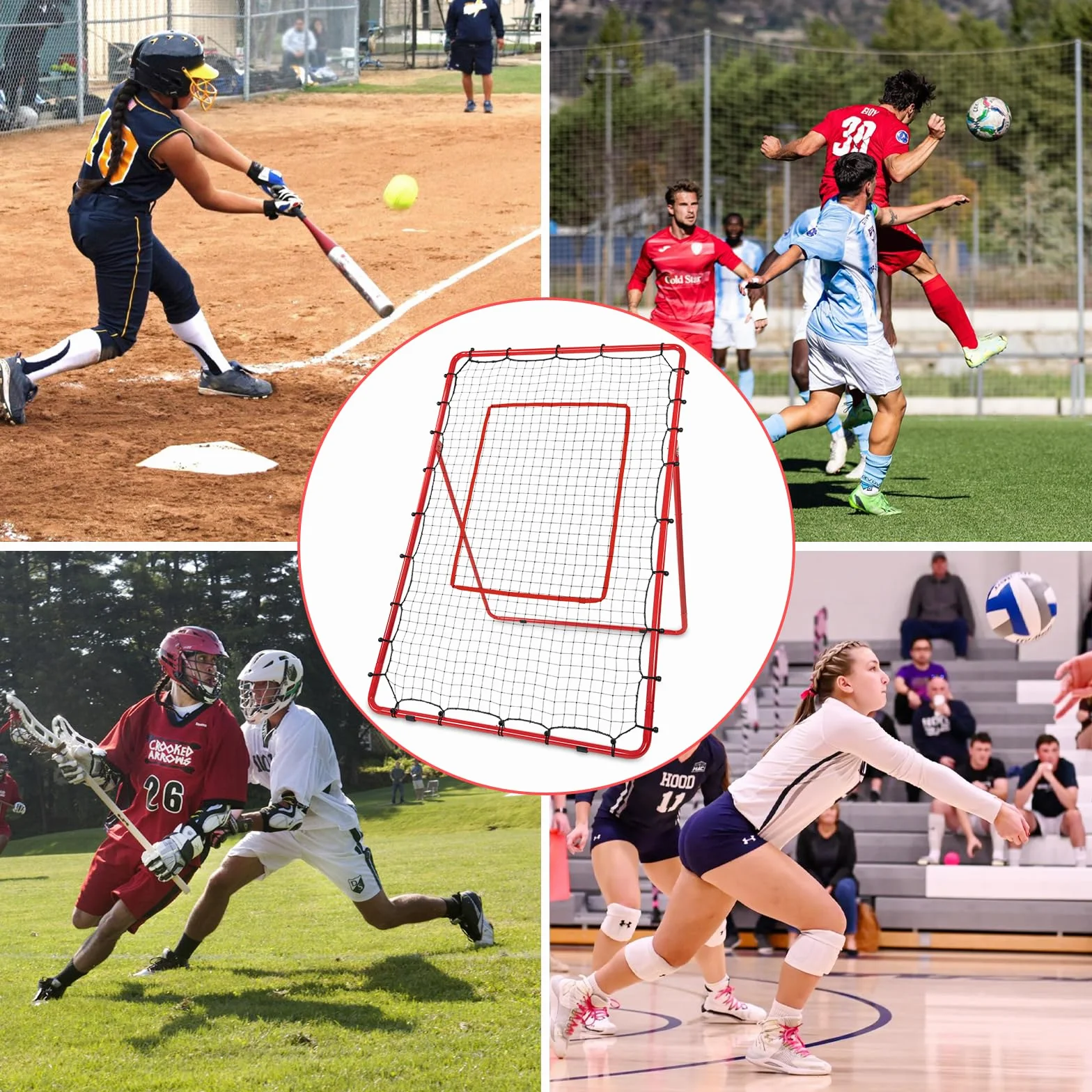 AKOZLIN Baseball Softball Siatkówka Lacrosse Rebound Bounce Back Net 5 kątów regulowana 15 x 100 cm z siatką odbijającą strefę uderzenia, gniazdo baseballowe z torbą do przenoszenia