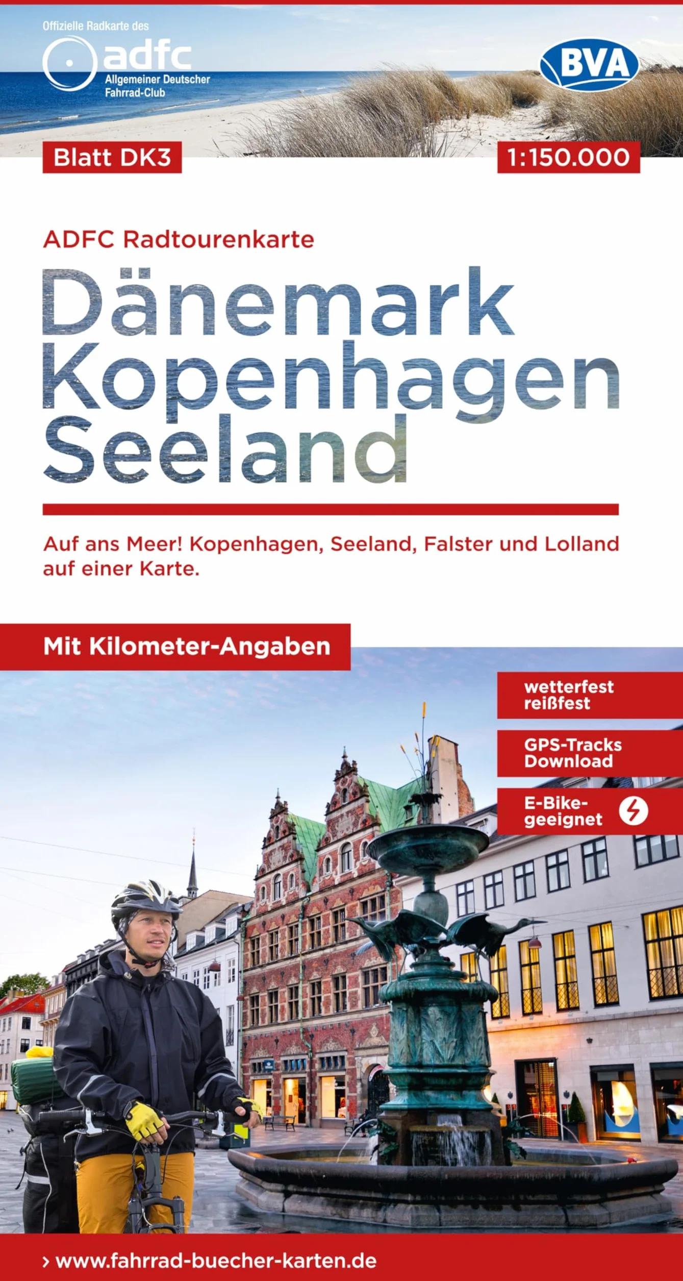 Karte Seeland cycling reiß- und wetterfest E-Bike GPS-Tracks Bett+Bike