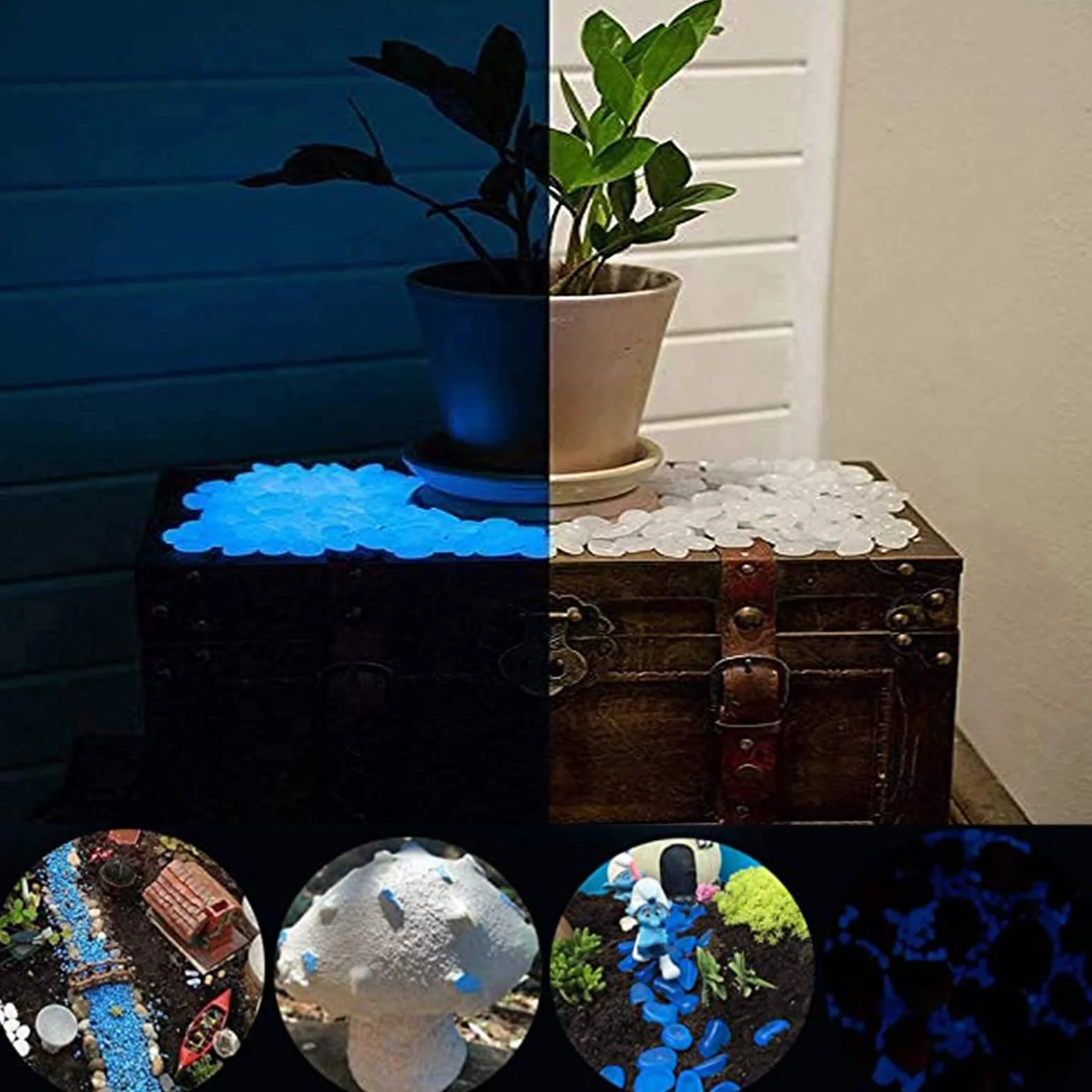 300 sztuk świecących kamyków, fluorescencyjnych kamieni, świecące kamienie ogrodowe, ciemne świecące kamyki, kamienie dekoracyjne do chodników na zewnątrz, roślin akwariowych, ogrodu, dekoracji