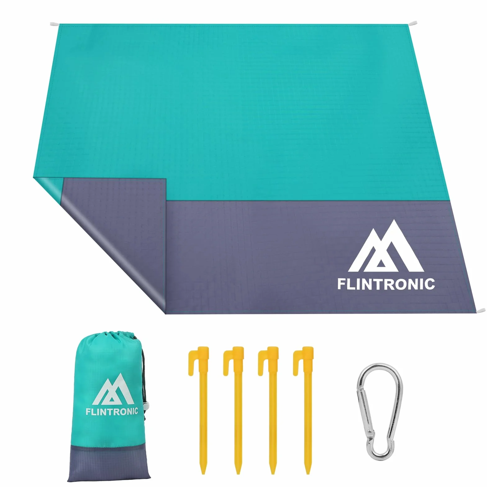 flintronic Koc plażowy, odporny na piasek, mata plażowa, bez piasku, duży koc piknikowy, wodoodporny, 210 x 200 cm, dla 4-6 dorosłych, na kemping, wędrówki, plażę, piknik
